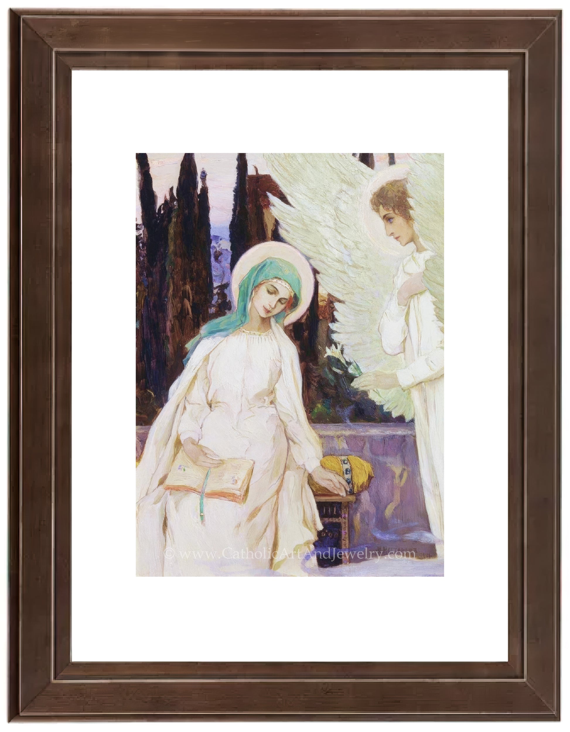 a painting of an angel and a woman