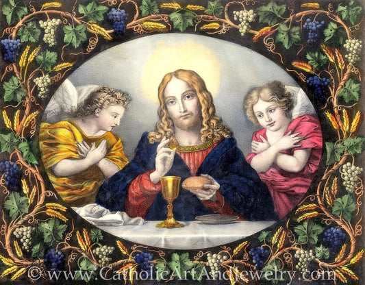 New! Body and Blood, Bread and Wine – 19th Century Lithograph – Eucharist – Beautiful Catholic Art – Archival Quality