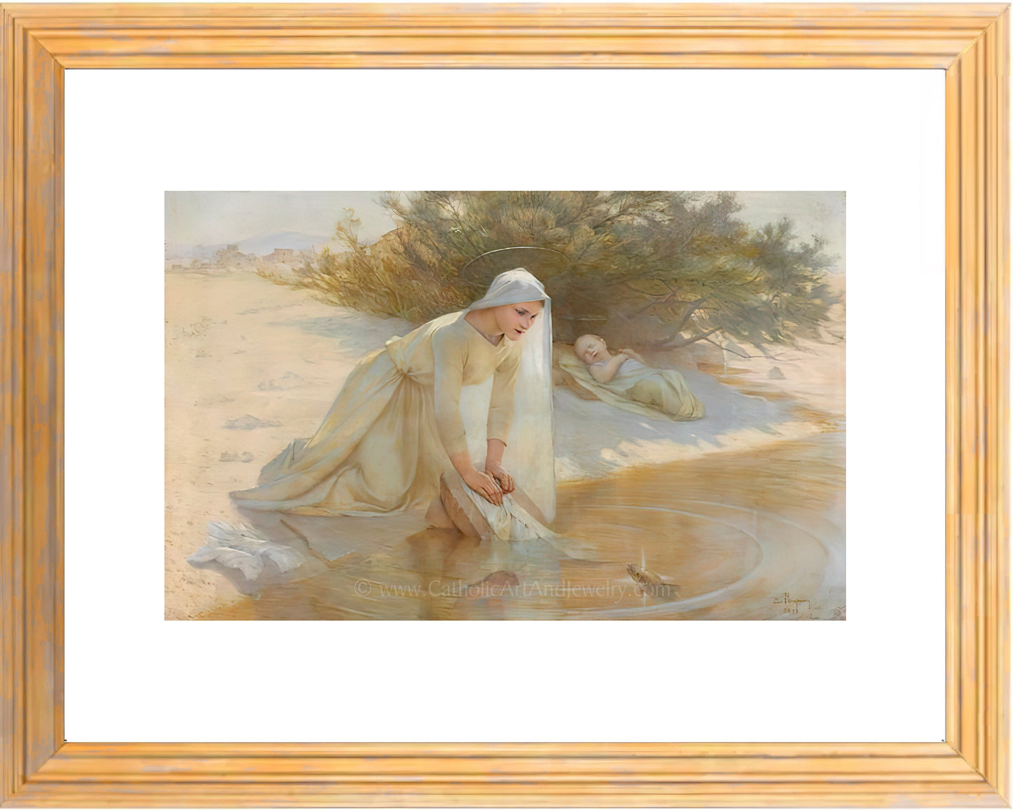 a painting of a woman kneeling down in the sand