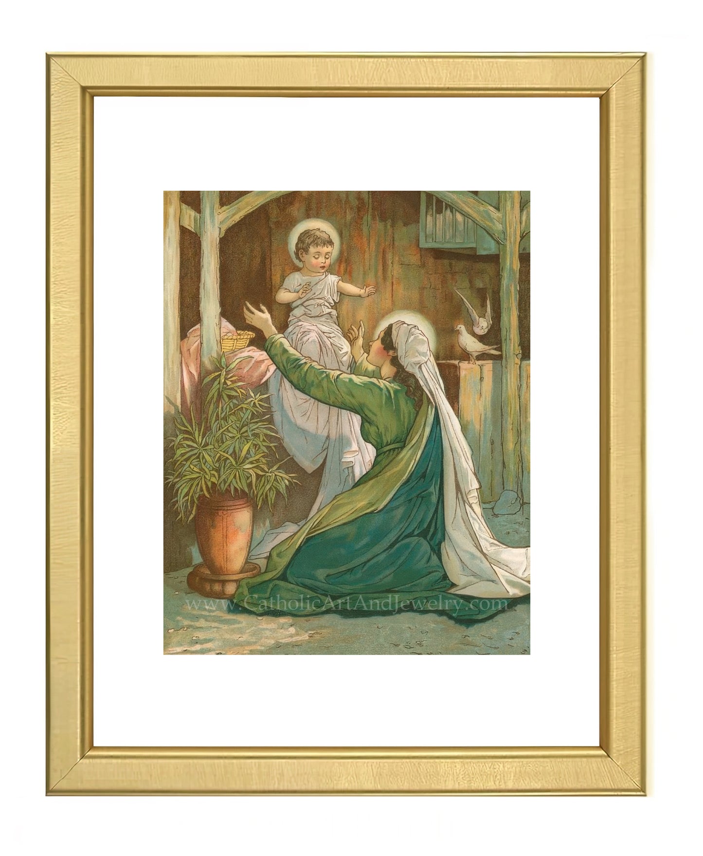 a painting of a woman holding a child