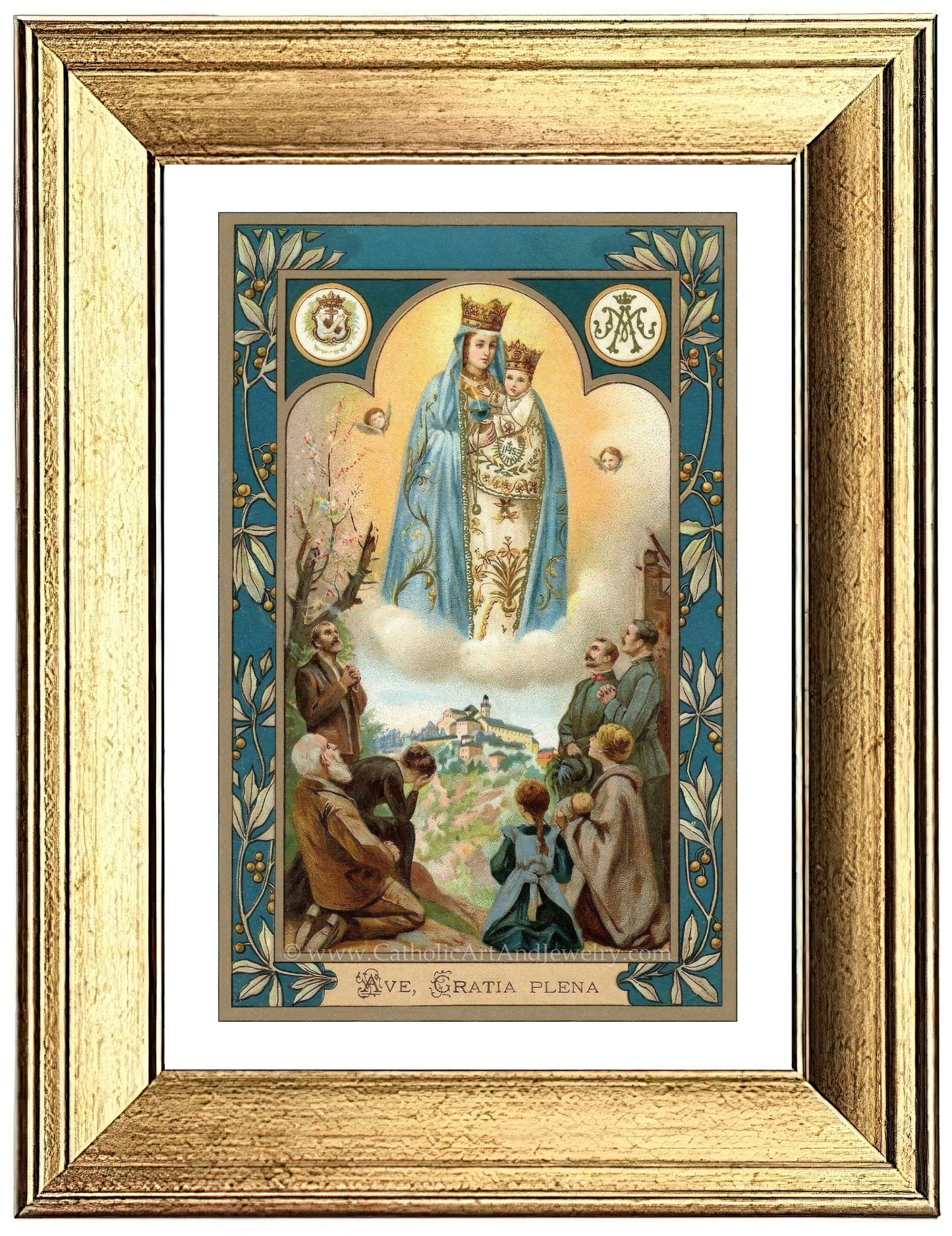 a painting of a saint in a gold frame