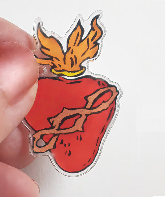 Sacred Heart Pin -- Acrylic -- Good Quality