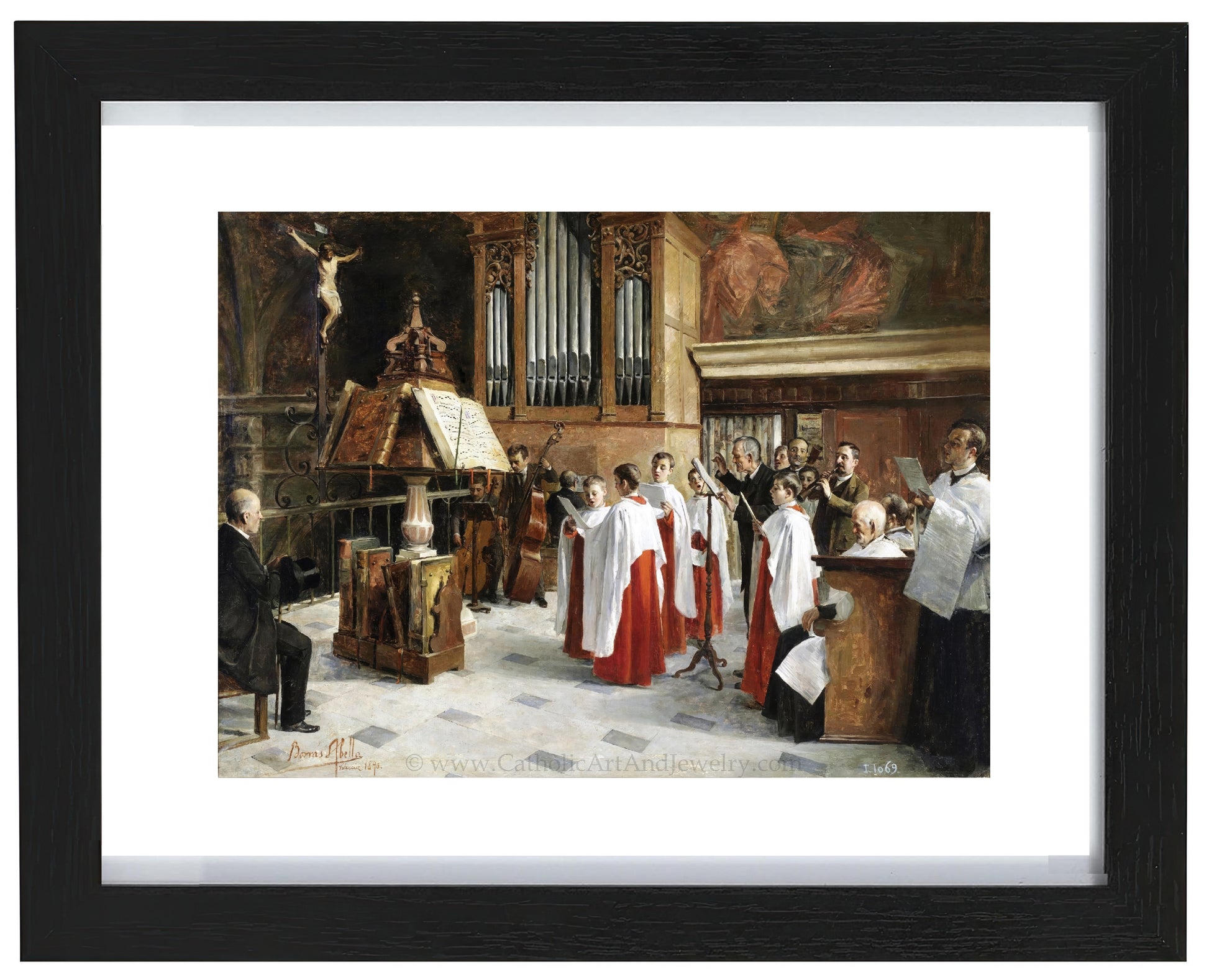 a painting of a group of people in a church