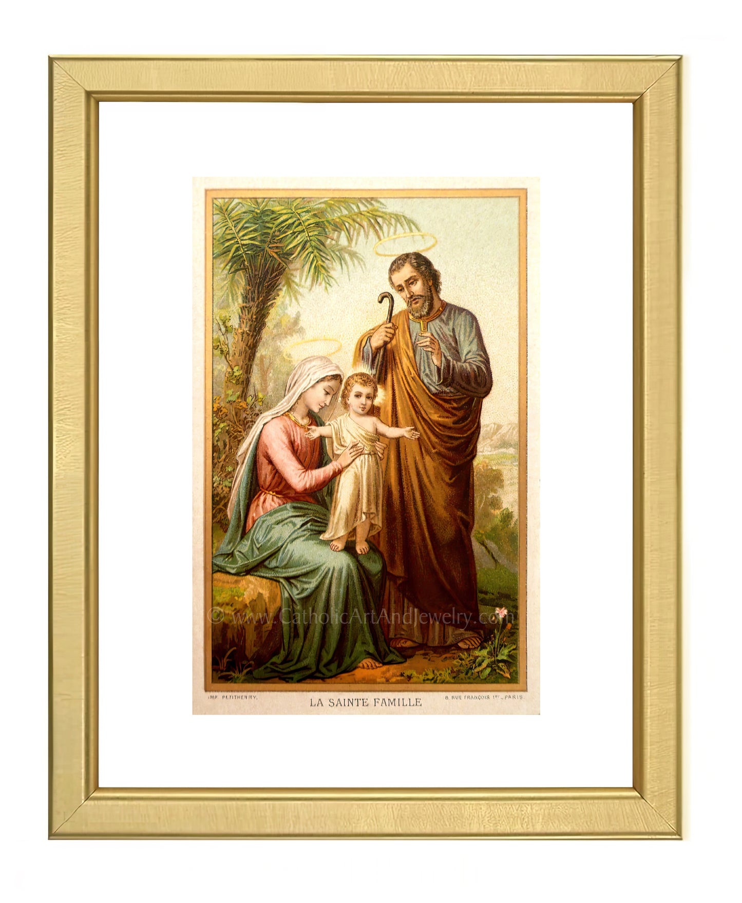 a painting of a man and woman with a child