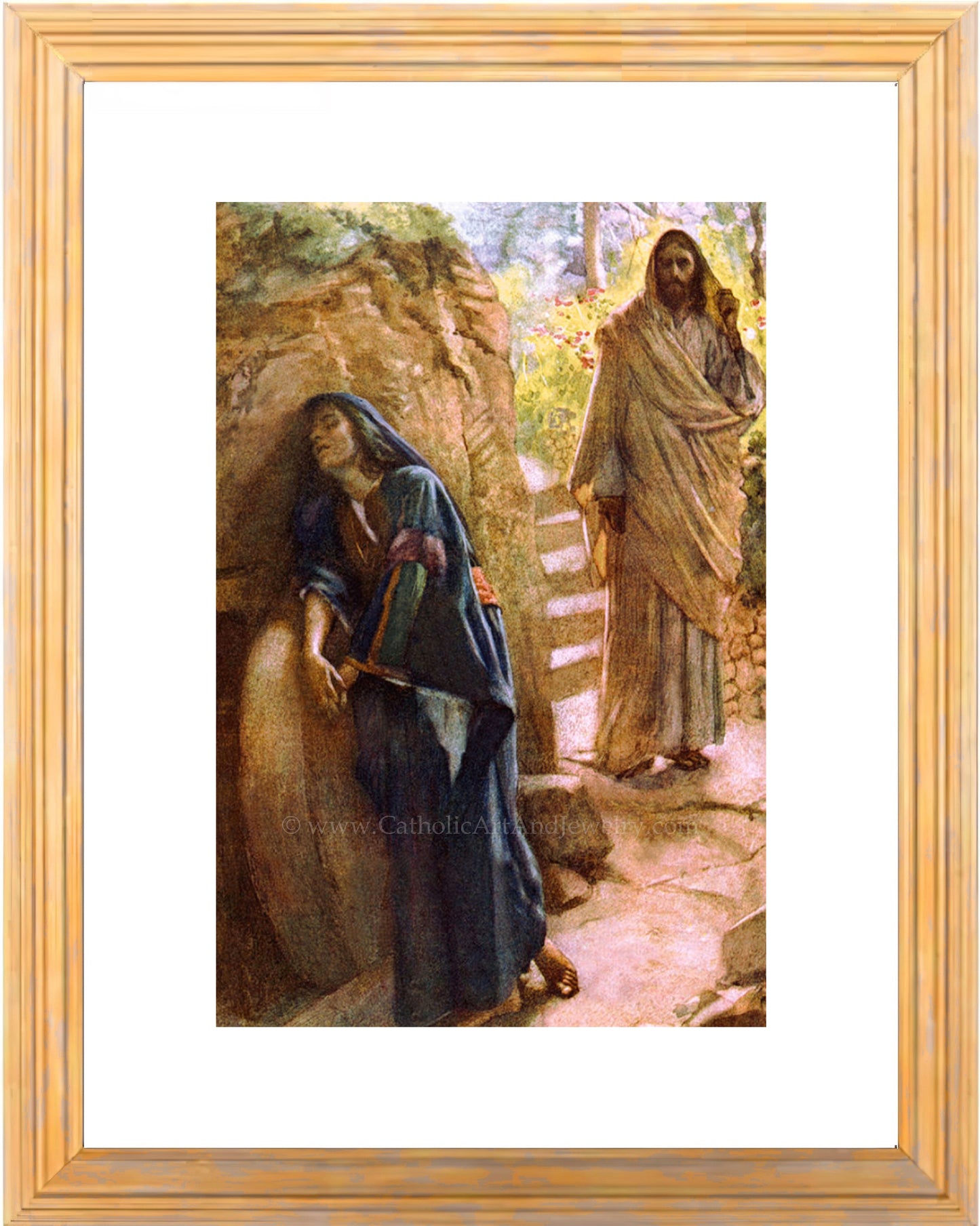 a painting of jesus and a woman standing next to each other