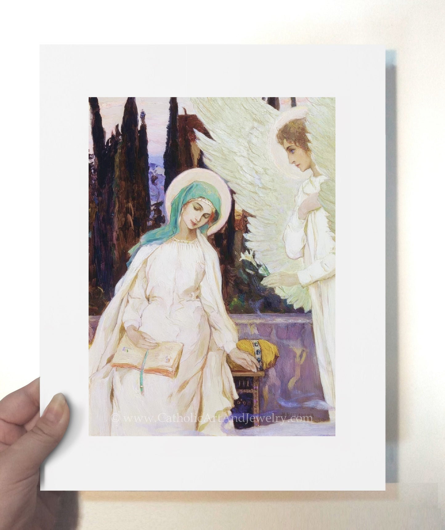 a painting of an angel and a woman