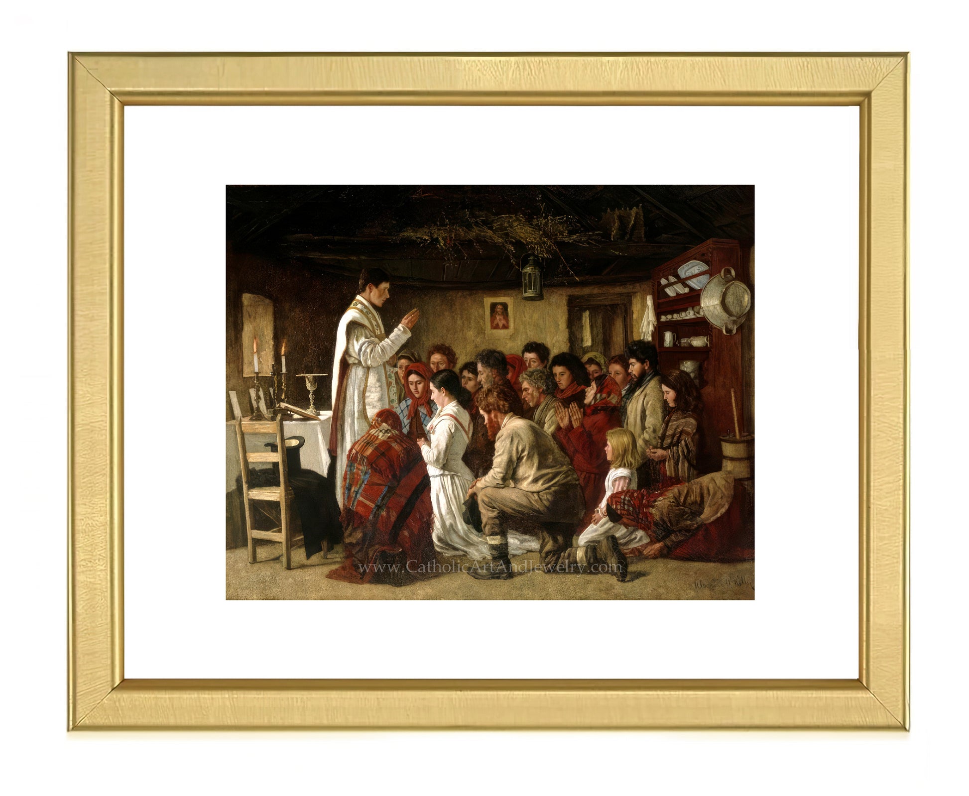 a painting of a group of people in a room