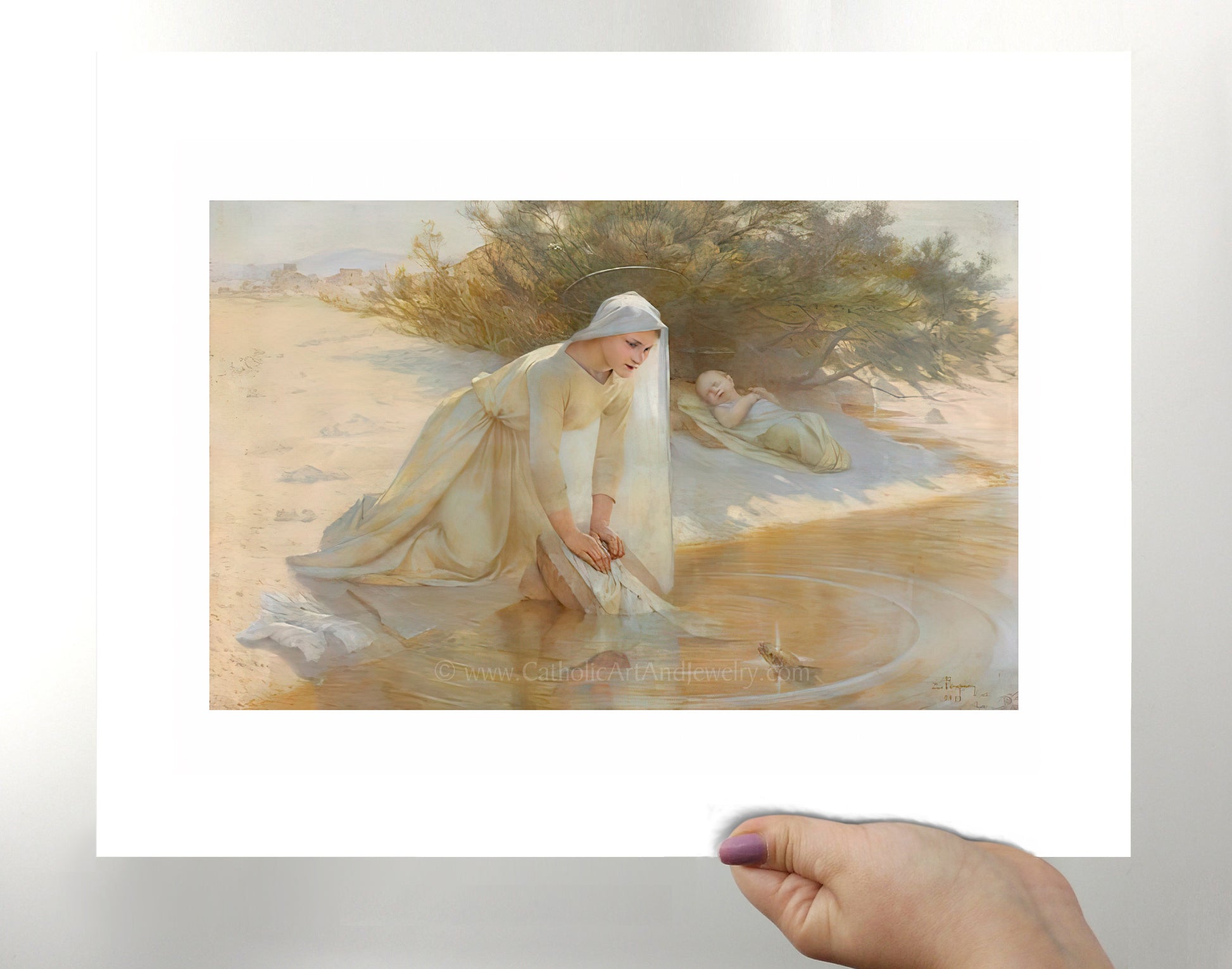 a painting of a woman washing her feet in the water