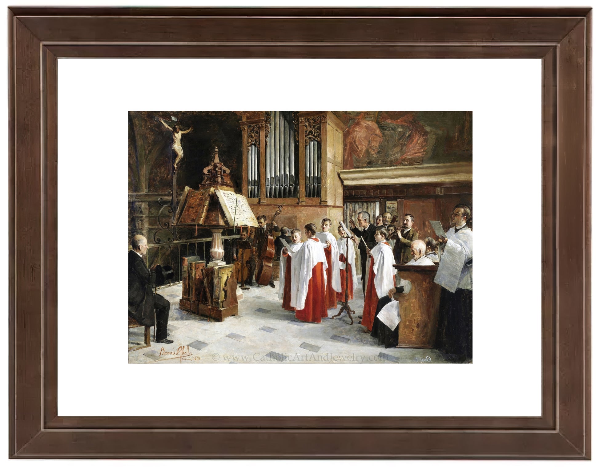 a painting of a group of people in a church