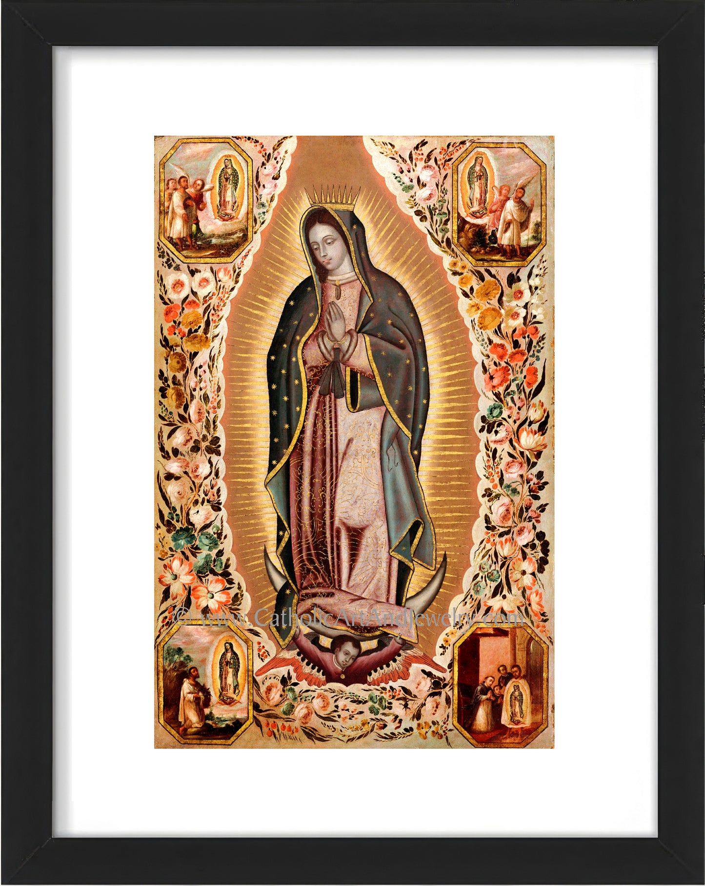 a painting of the virgin mary of guadalupe