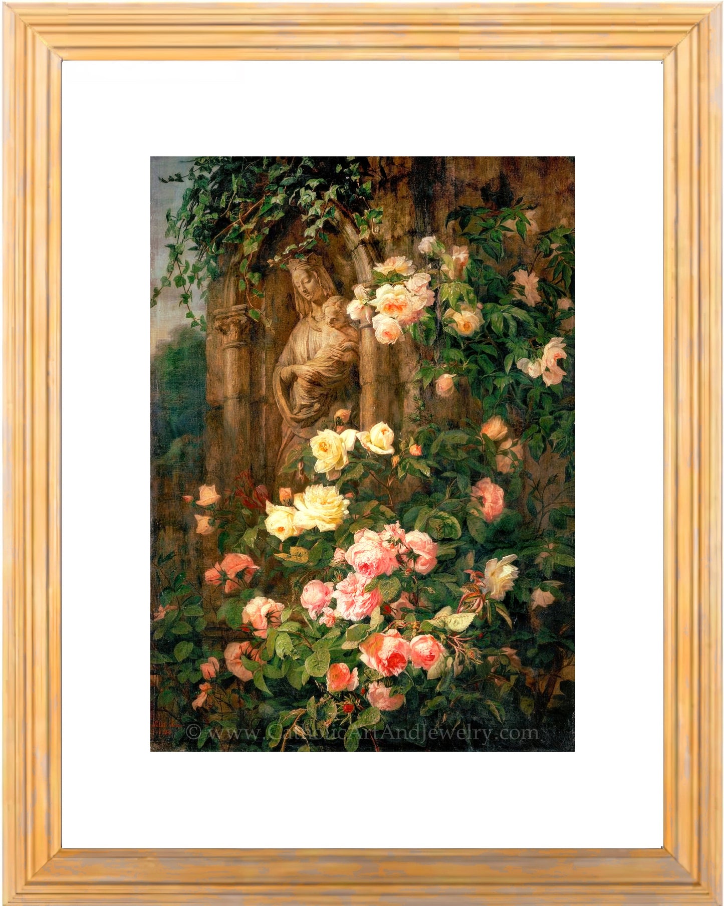 a painting of a woman in a garden surrounded by flowers