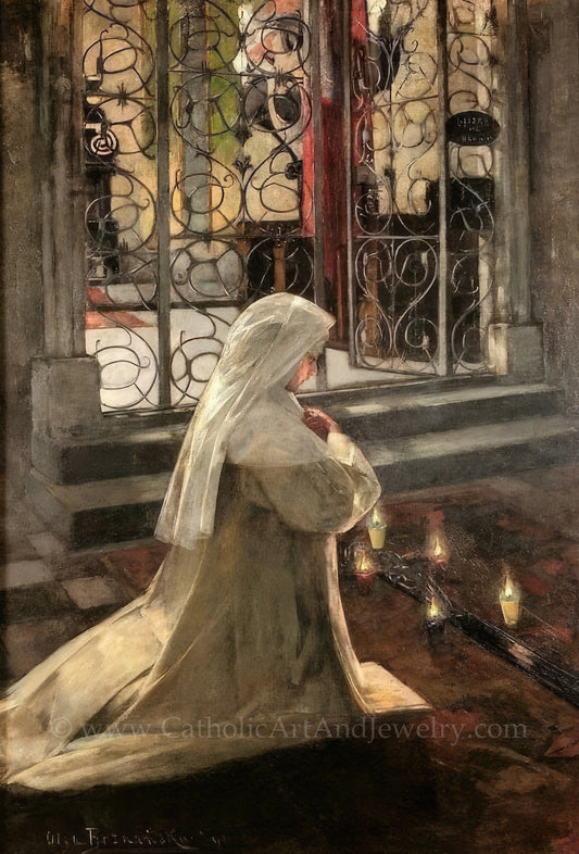 Nun Praying in Church – "On Good Friday" – Olga Boznańska – Catholic Art – Catholic Gift – Archival Quality