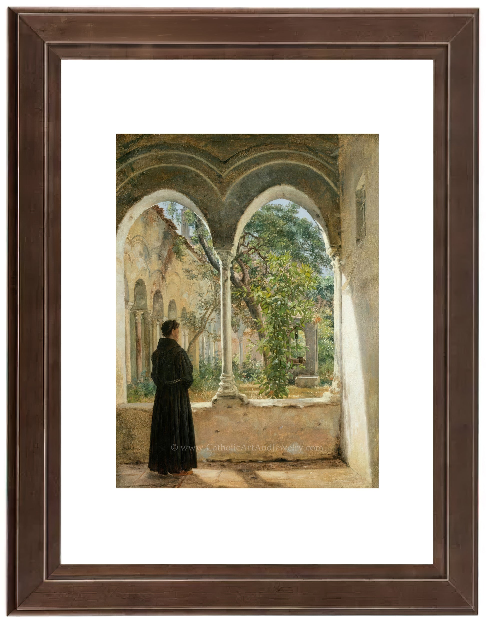 a painting of a woman in a courtyard