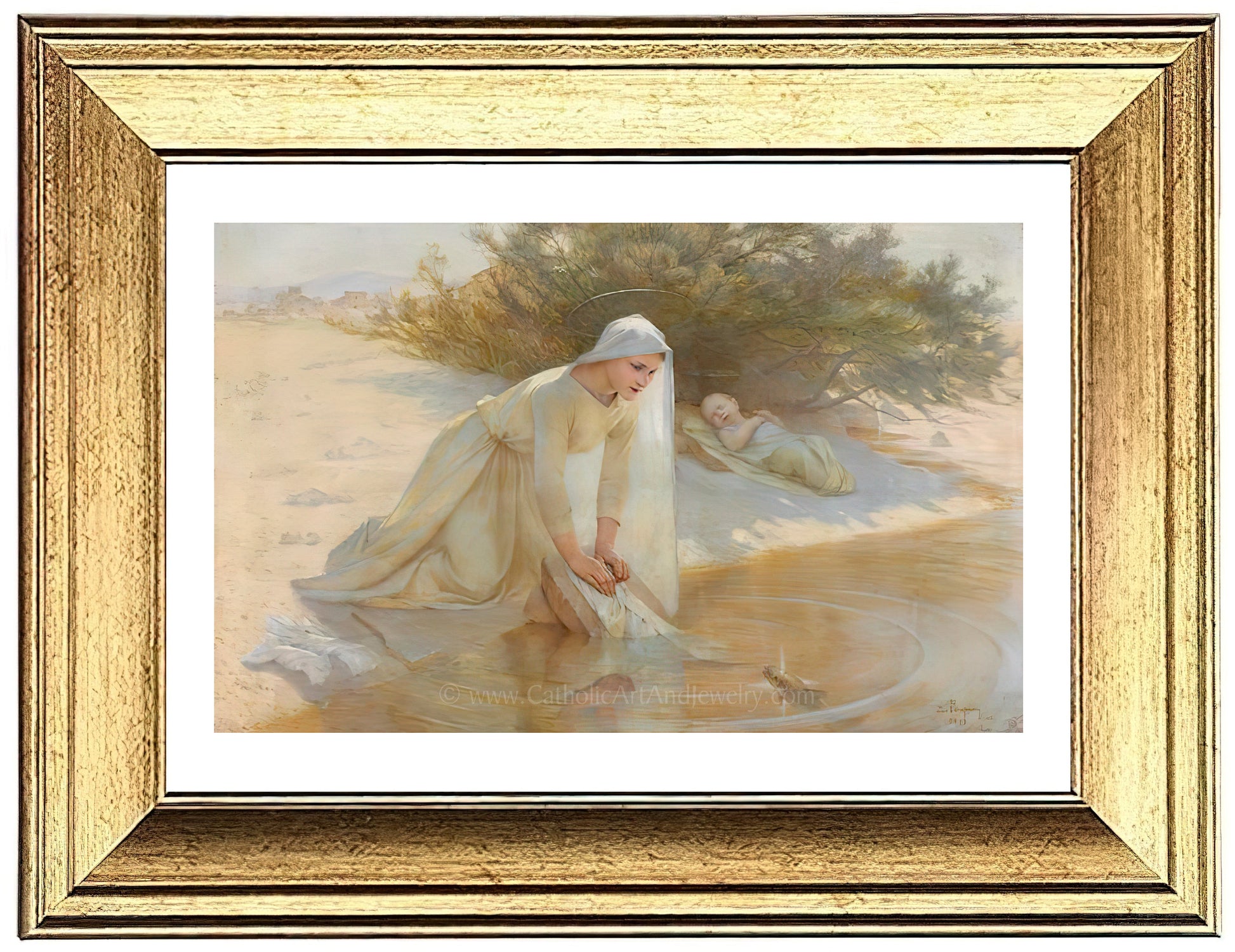 a painting of a woman kneeling down in the sand