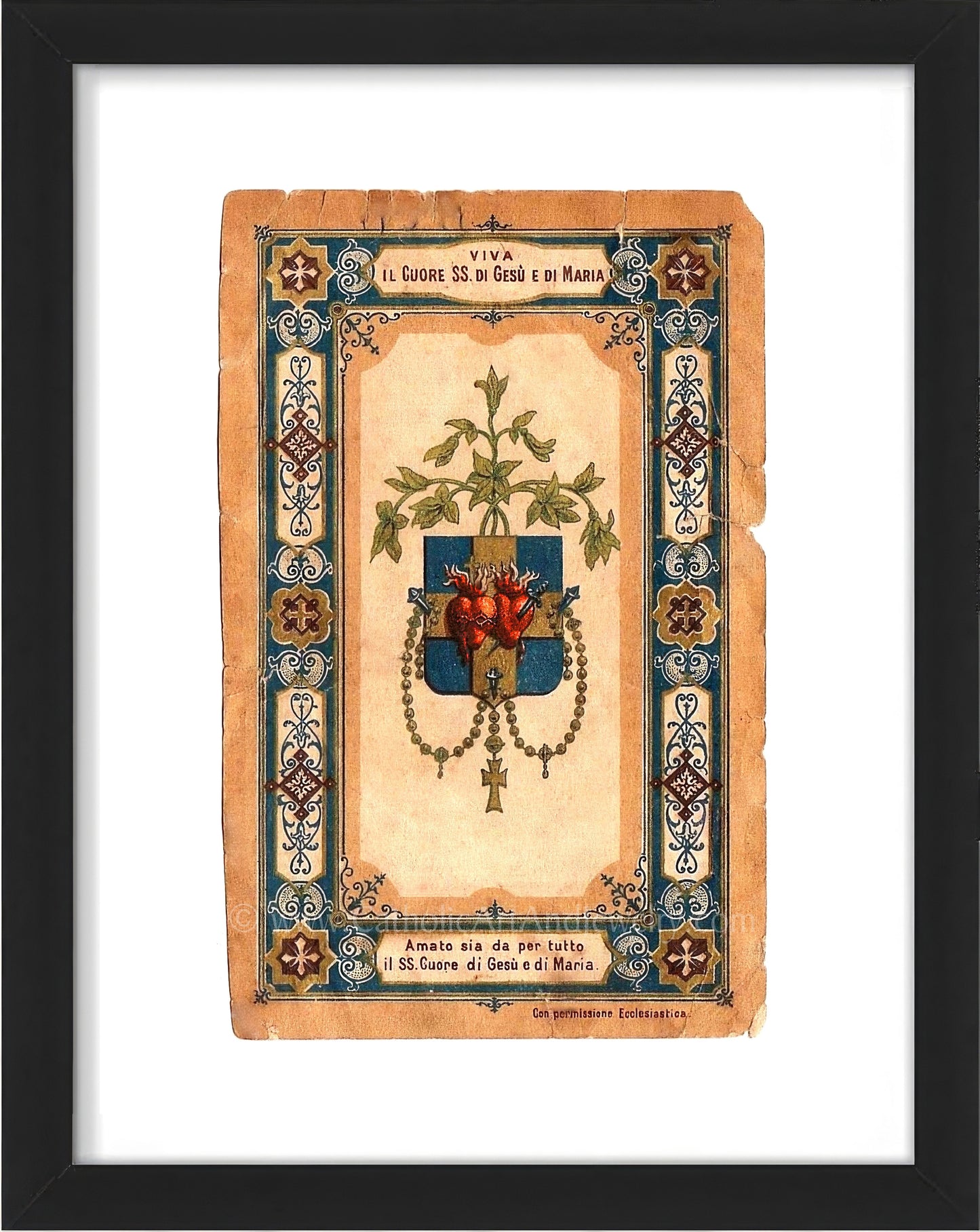 a painting of a cross with flowers on it