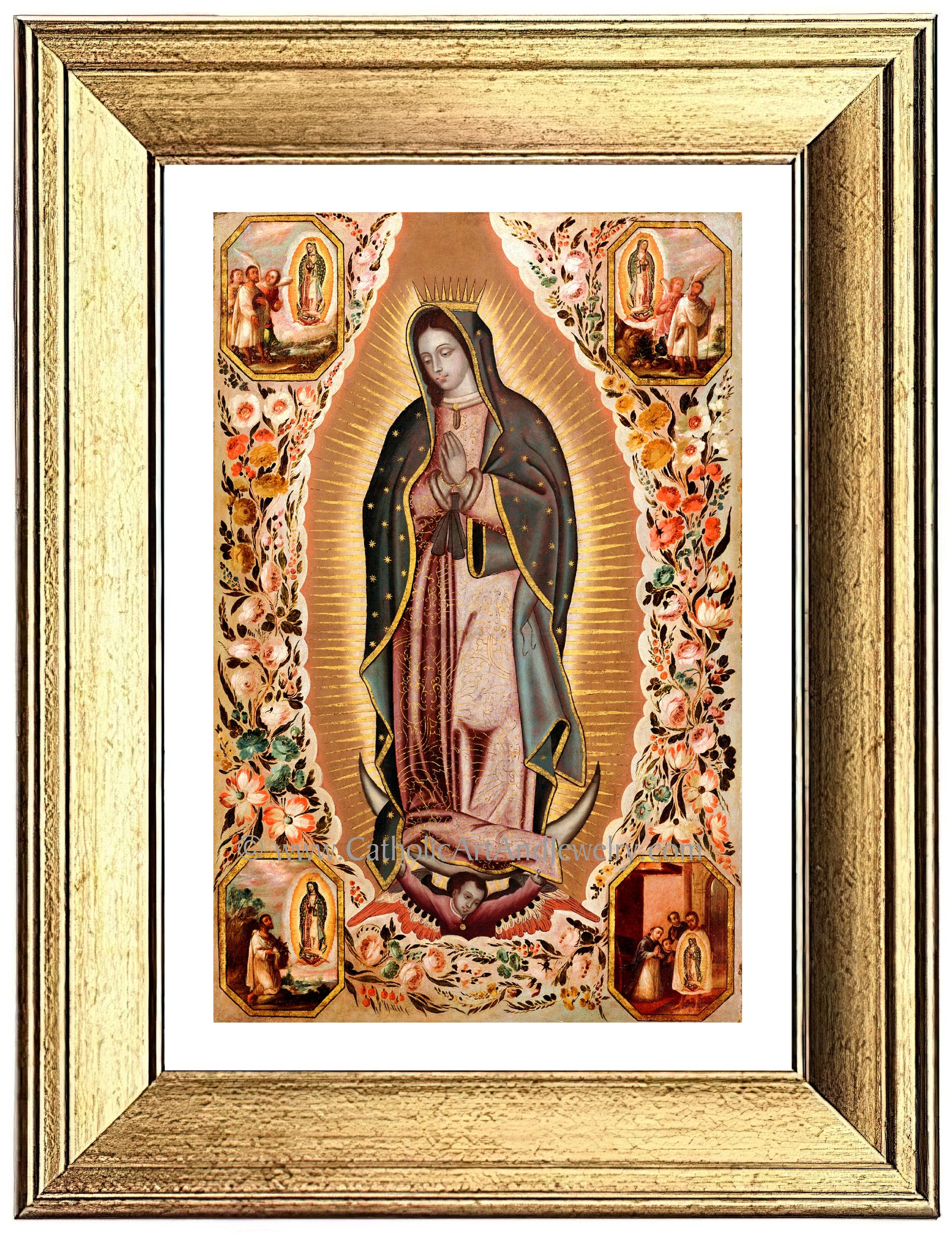 a painting of the virgin mary of guadalupe