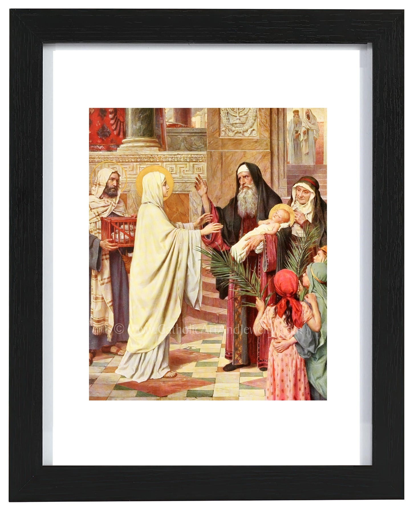 a painting of a priest and two children