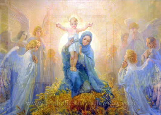 Adoration of the Angels – Cleto Luzzi – Catholic Art Print – Christmas – Unique Catholic Gift – Archival Quality - Catholic Art and Jewelry