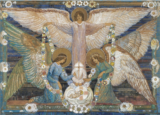 Angels Garlanding the Infant Jesus – 4 sizes – by Ann MacBeth - Catholic Art and Jewelry