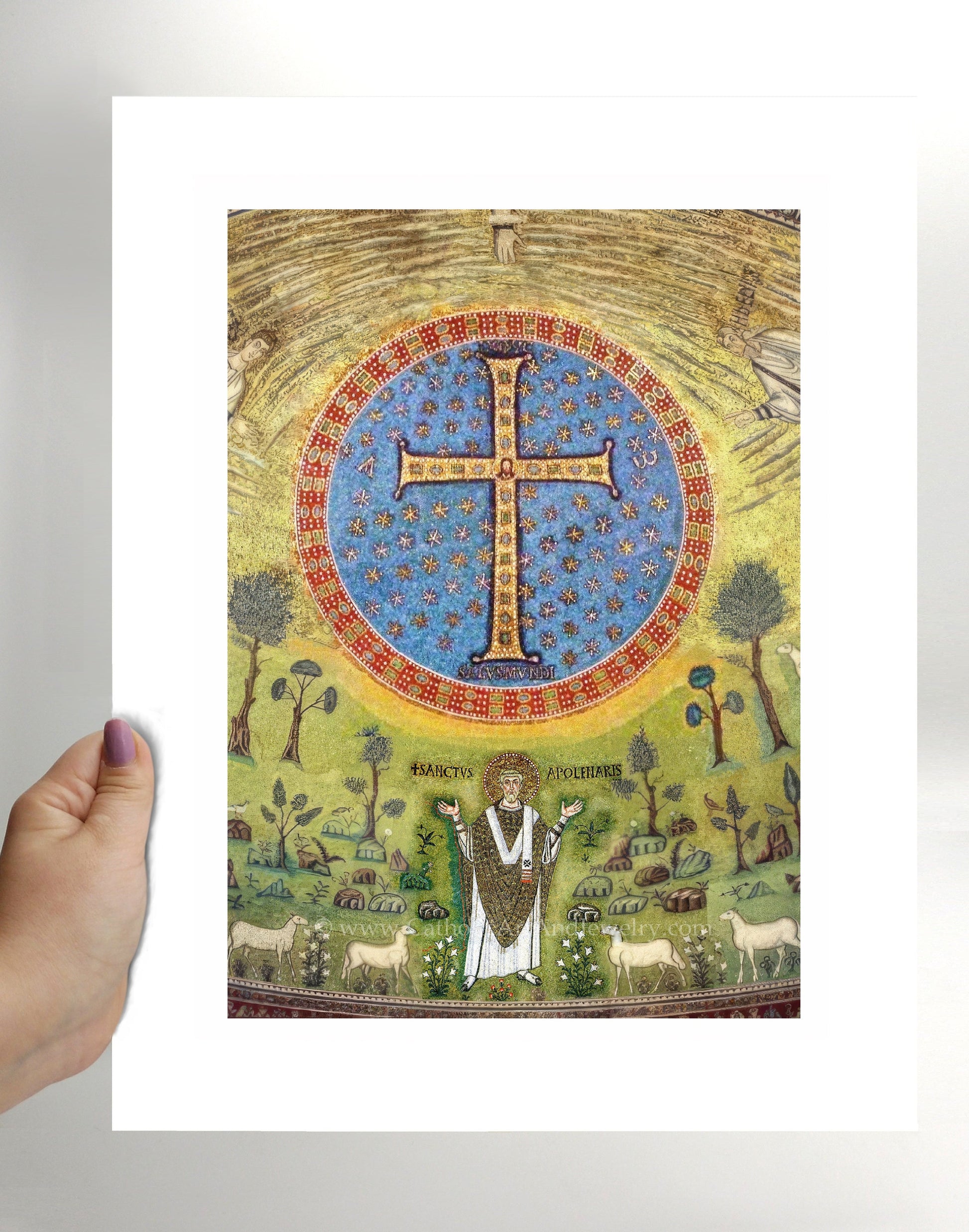 Apollinare's Cross – 6th Century Mosaic – Catholic Art – Archival Quality - Catholic Art and Jewelry