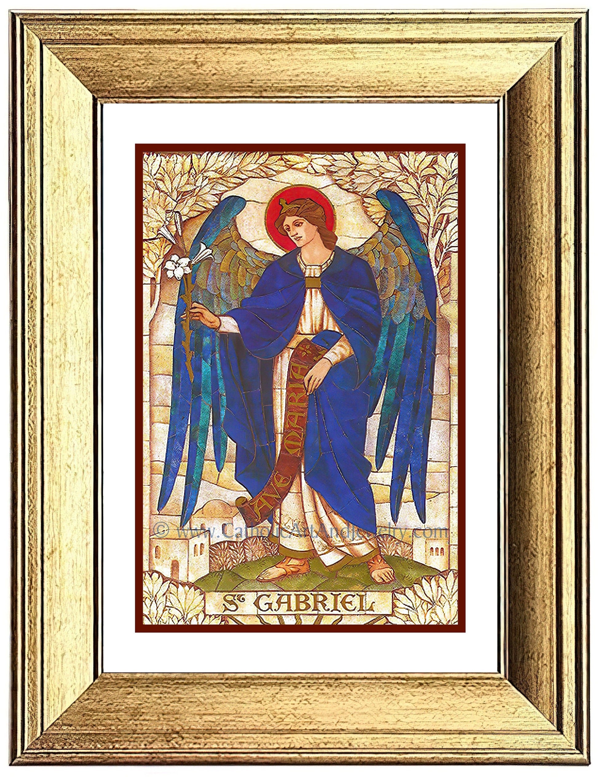 Archangel Gabriel – based on a Vintage Stained Glass Window – Art Nouveau – Catholic Art Print – Archival Quality - Catholic Art and Jewelry