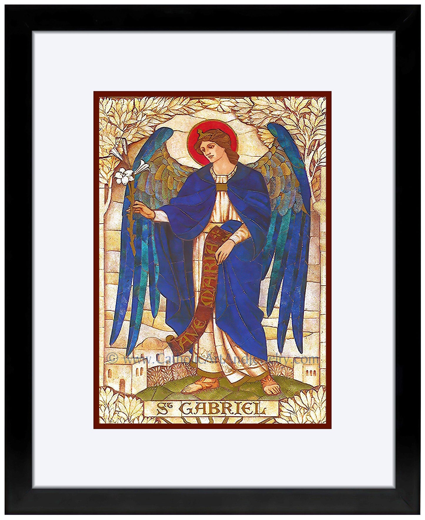 Archangel Gabriel – based on a Vintage Stained Glass Window – Art Nouveau – Catholic Art Print – Archival Quality - Catholic Art and Jewelry