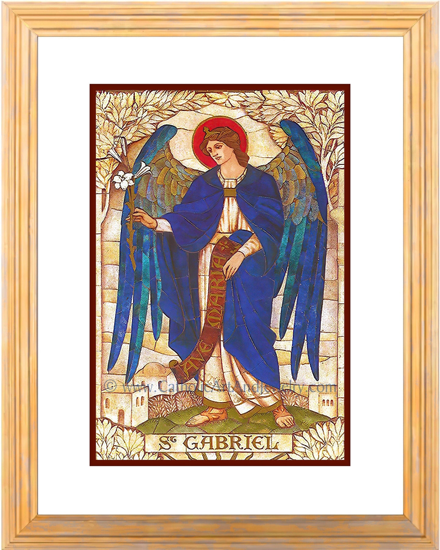 Archangel Gabriel – based on a Vintage Stained Glass Window – Art Nouveau – Catholic Art Print – Archival Quality - Catholic Art and Jewelry