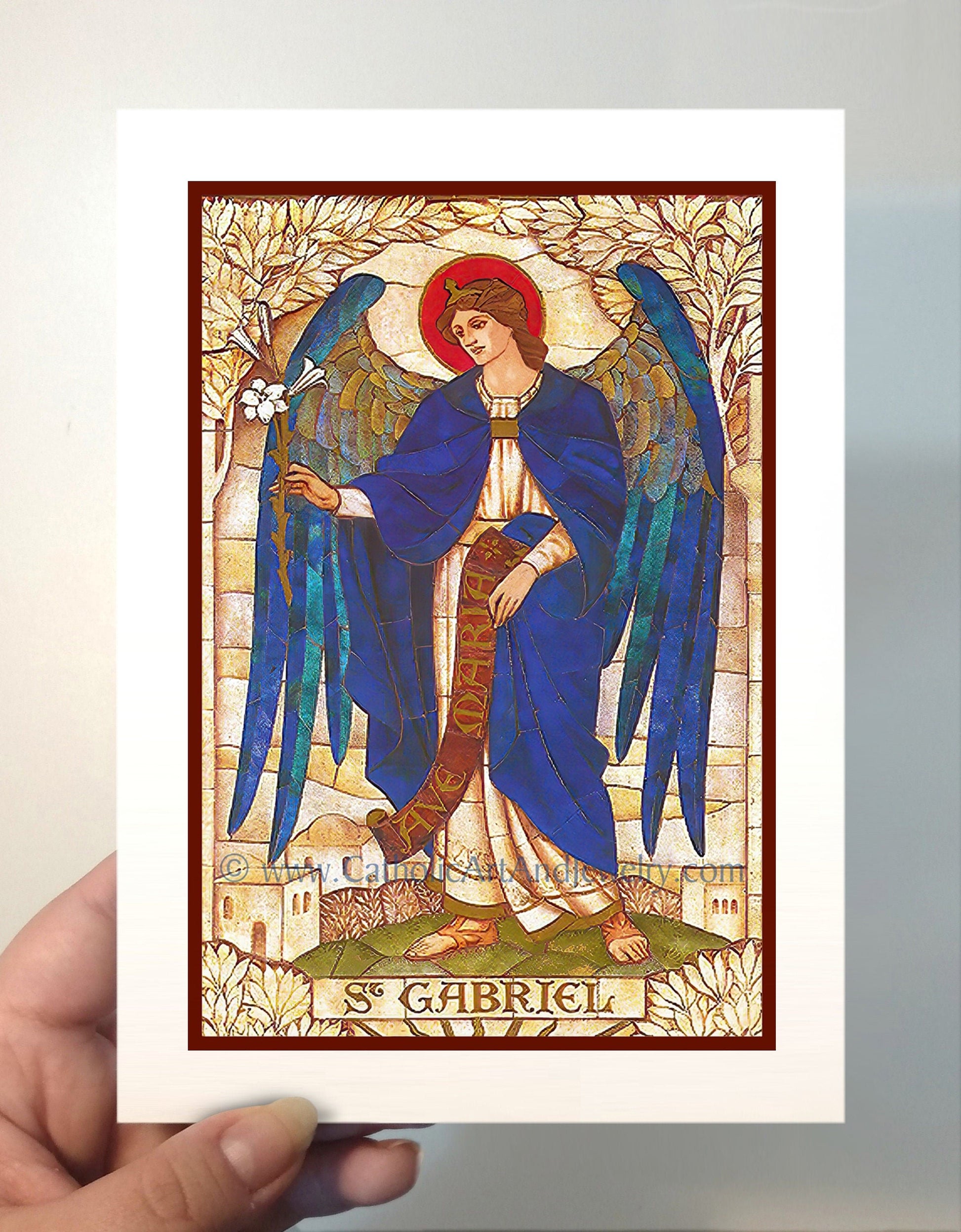 Archangel Gabriel – based on a Vintage Stained Glass Window – Art Nouveau – Catholic Art Print – Archival Quality - Catholic Art and Jewelry