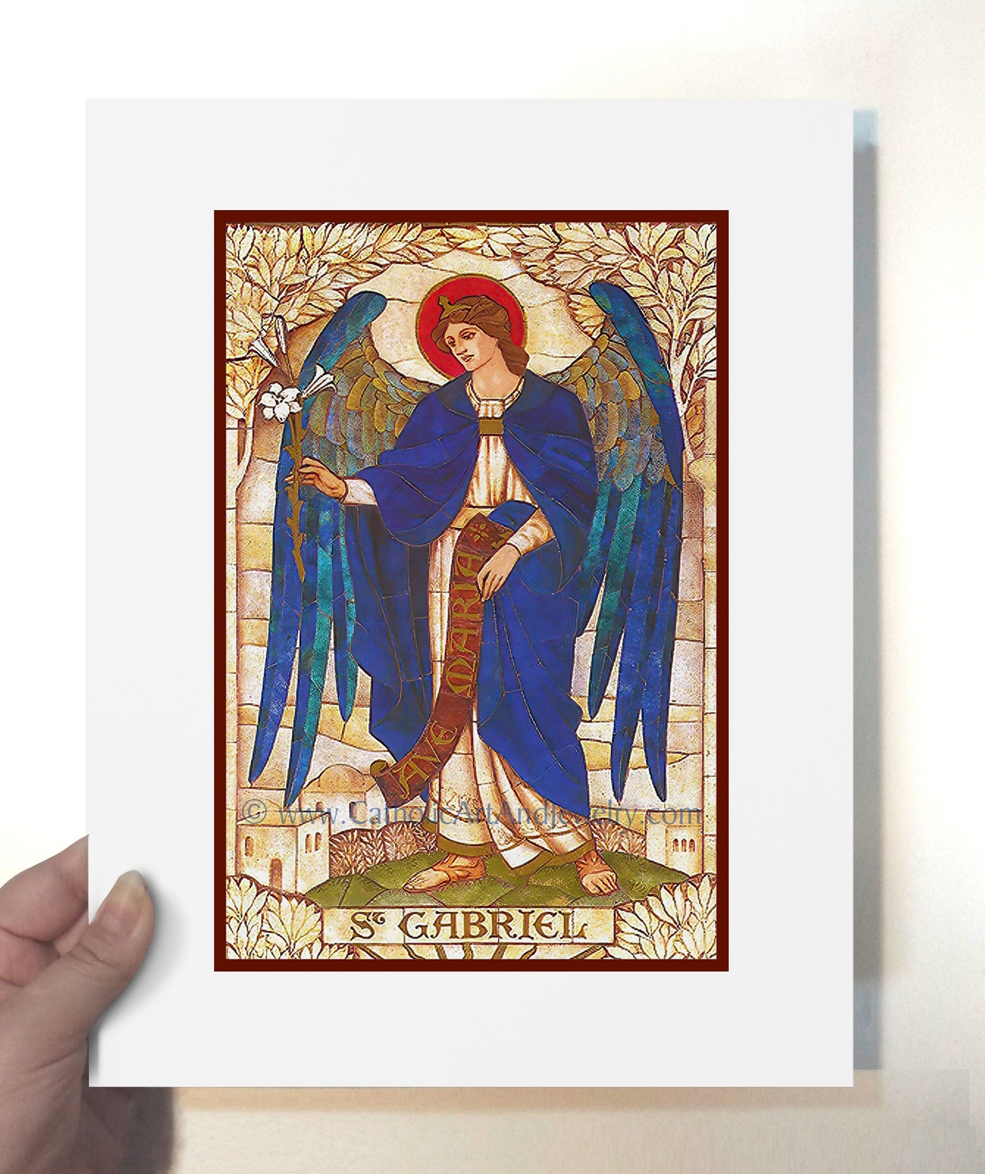 Archangel Gabriel – based on a Vintage Stained Glass Window – Art Nouveau – Catholic Art Print – Archival Quality - Catholic Art and Jewelry