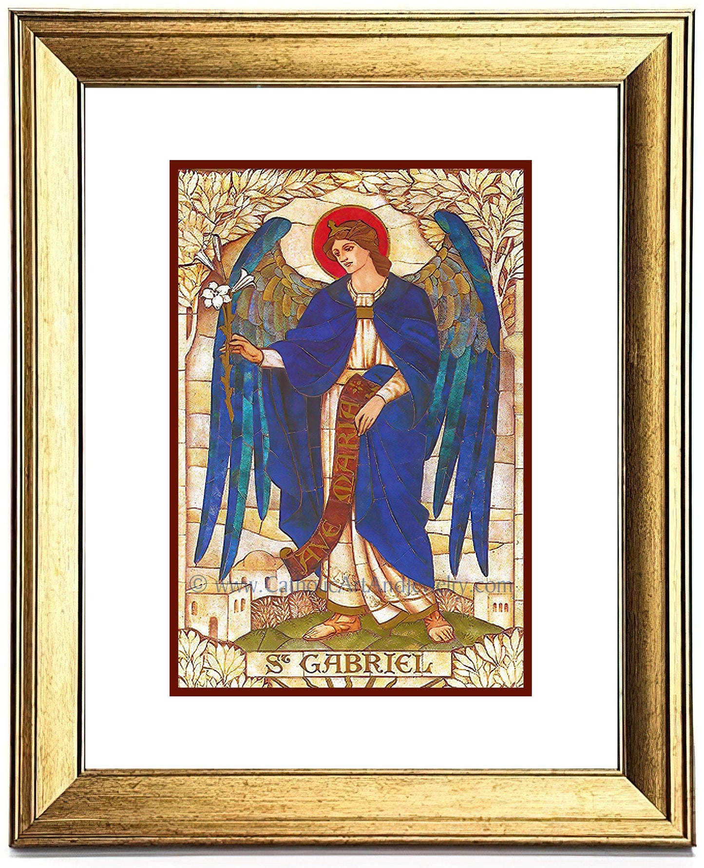 Archangel Gabriel – based on a Vintage Stained Glass Window – Art Nouveau – Catholic Art Print – Archival Quality - Catholic Art and Jewelry