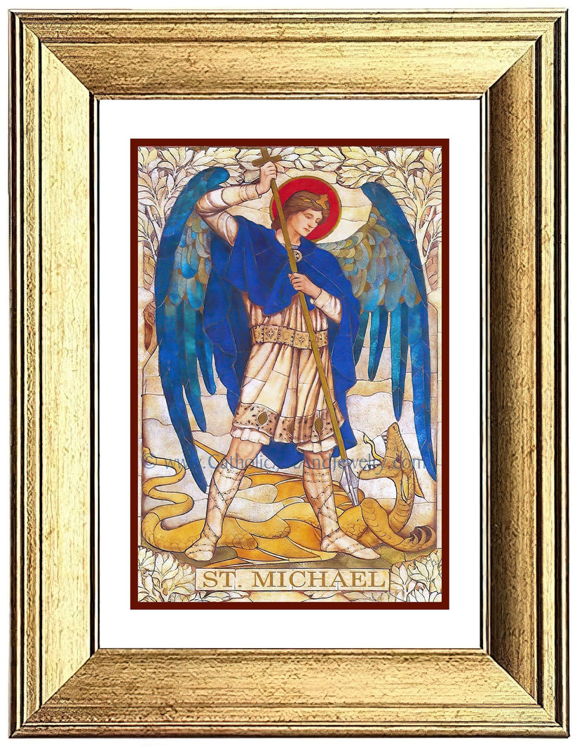 Archangel Michael – based on a Vintage Stained Glass Window – Art Nouv ...