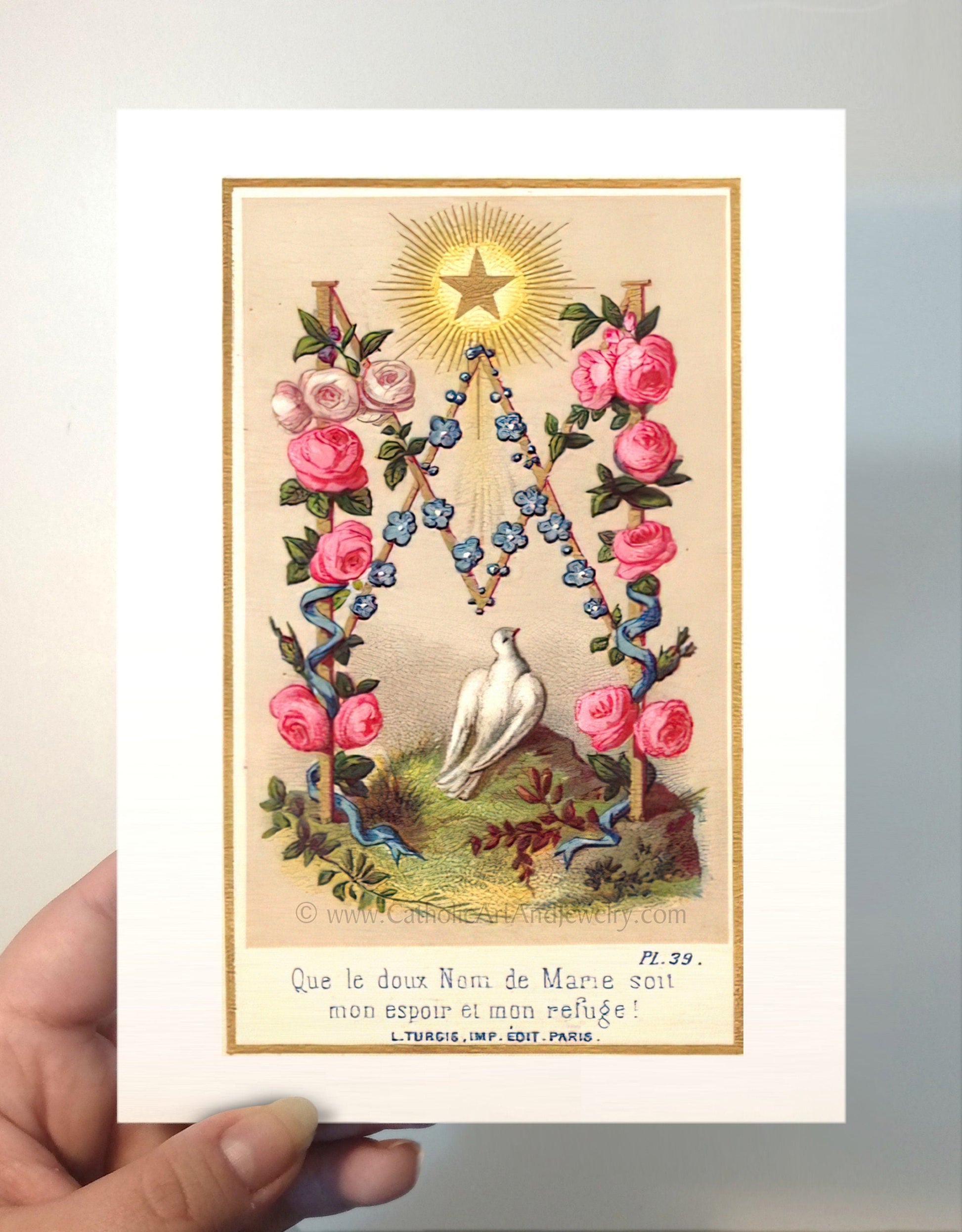 Ave Maria – 2 sizes – Based on a Vintage Holy Card - Catholic Art and Jewelry