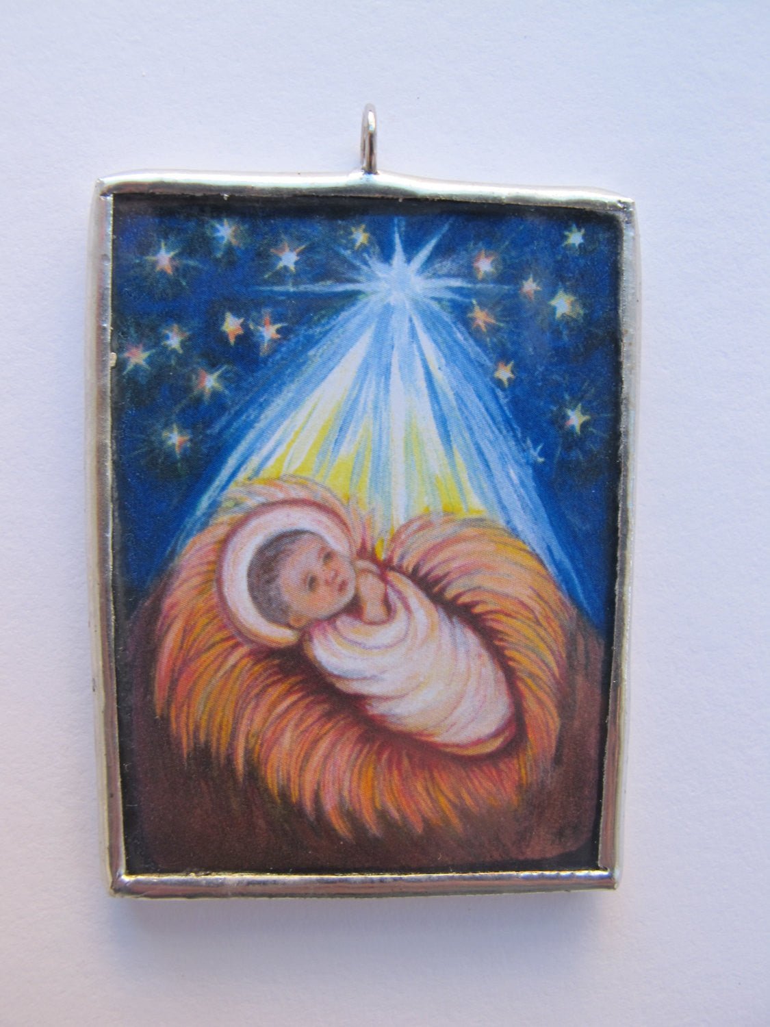 Baby Jesus Soldered Christmas Ornament - Catholic Art and Jewelry