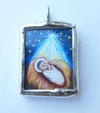 Baby Jesus Soldered Medal/Pendant Necklace - Catholic Art and Jewelry