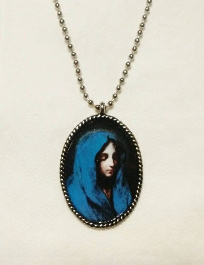 Blue Madonna Necklace - Catholic Art and Jewelry