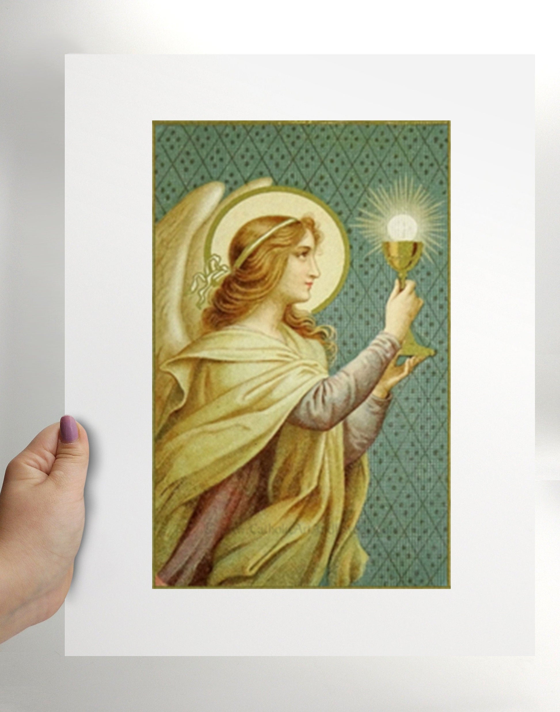 Bread of Angels – based on a Vintage French Holy Card – Catholic Art Print - Catholic Art and Jewelry