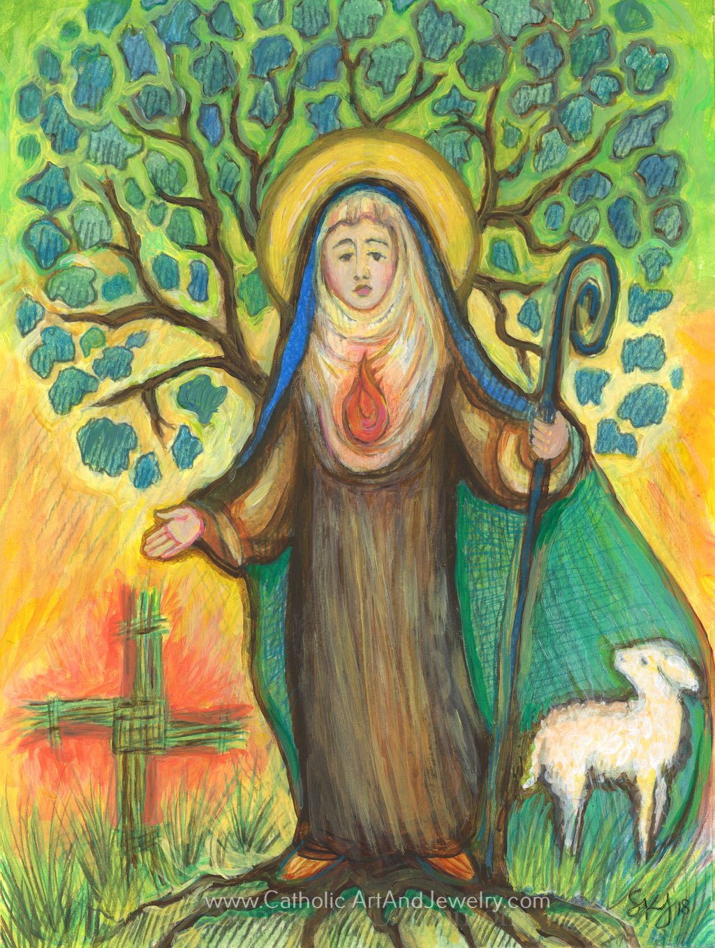 Brigid of Ireland Print - Catholic Art and Jewelry