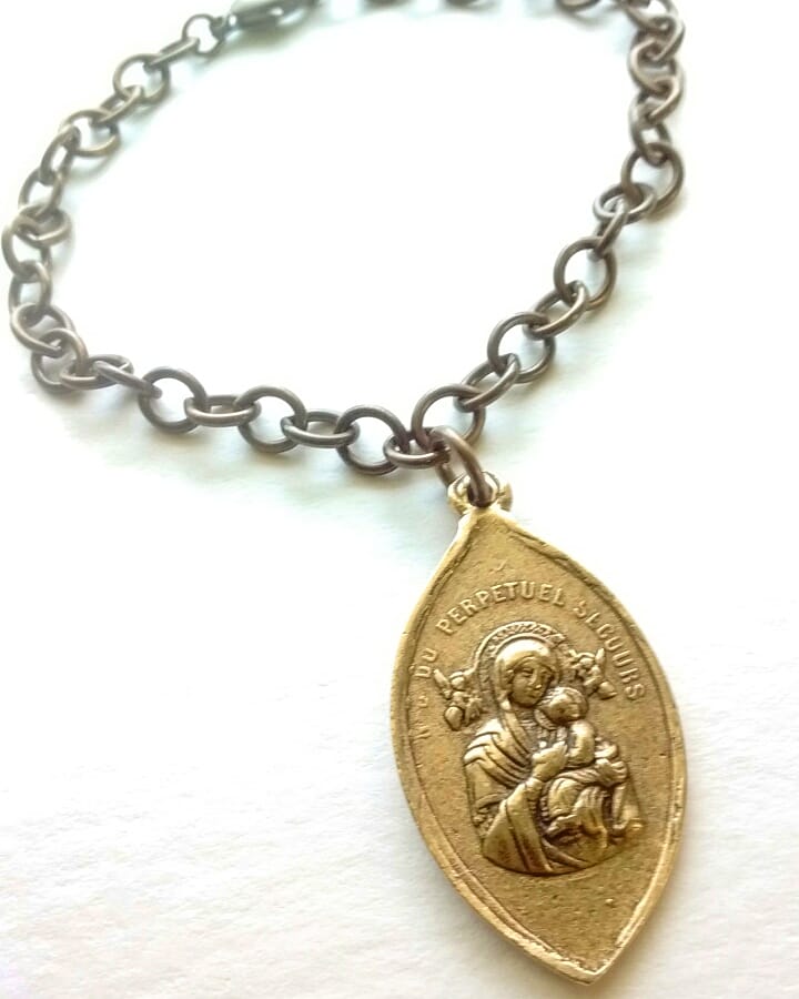 Bronze Mother of Perpetual Help Bracelet - Catholic Art and Jewelry