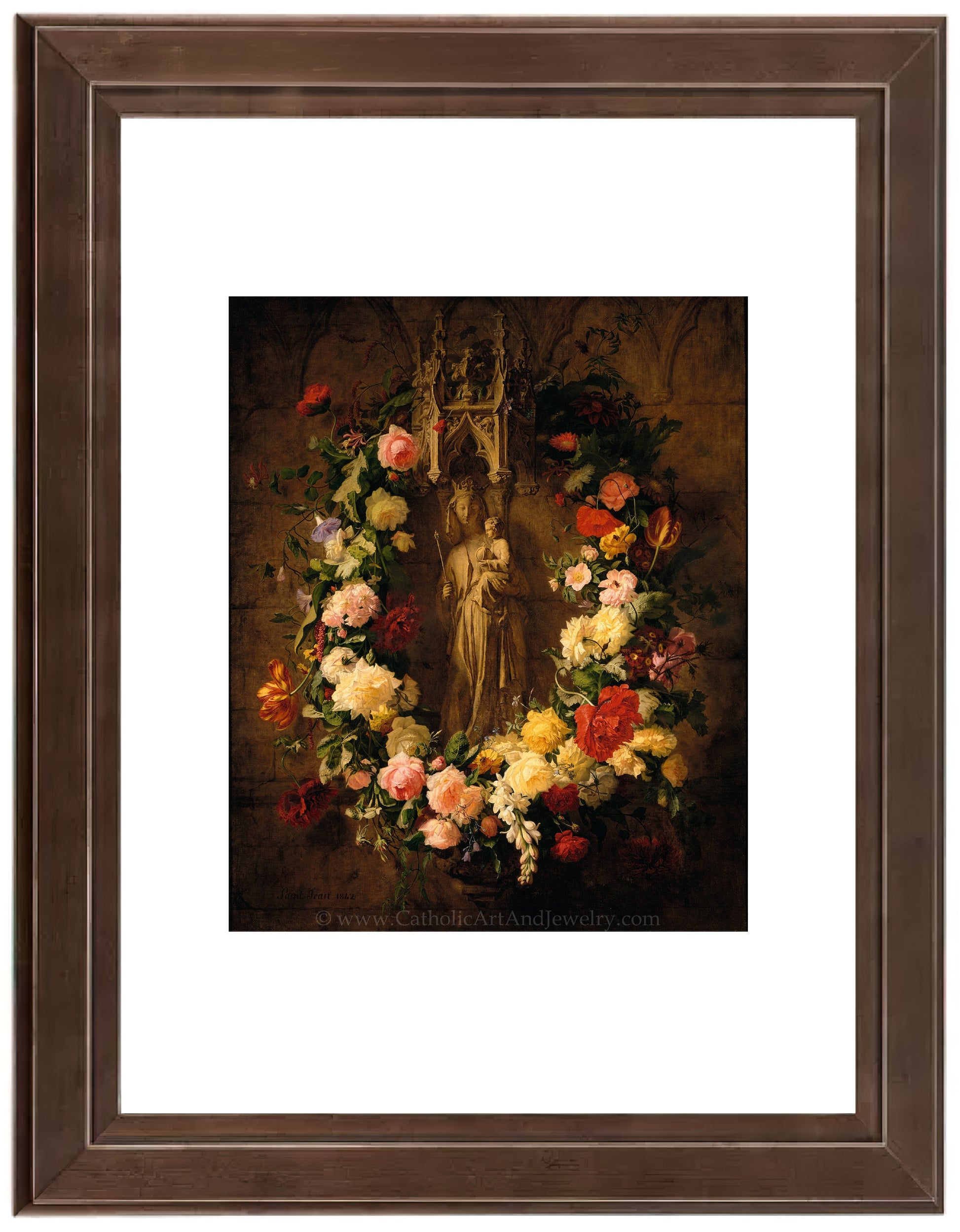 a painting of a woman surrounded by flowers