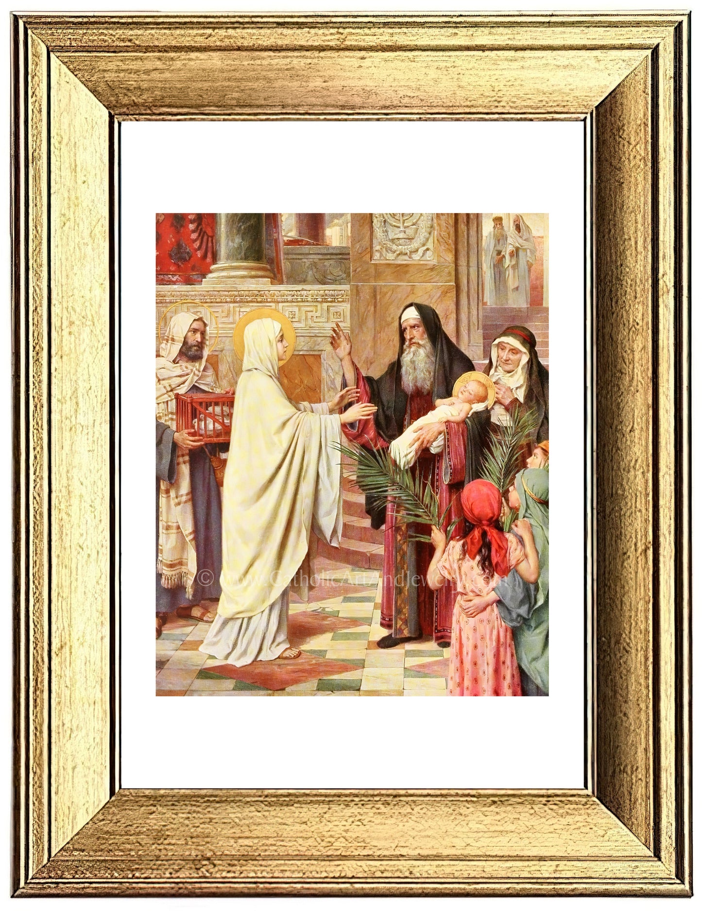 a painting of a priest and two children