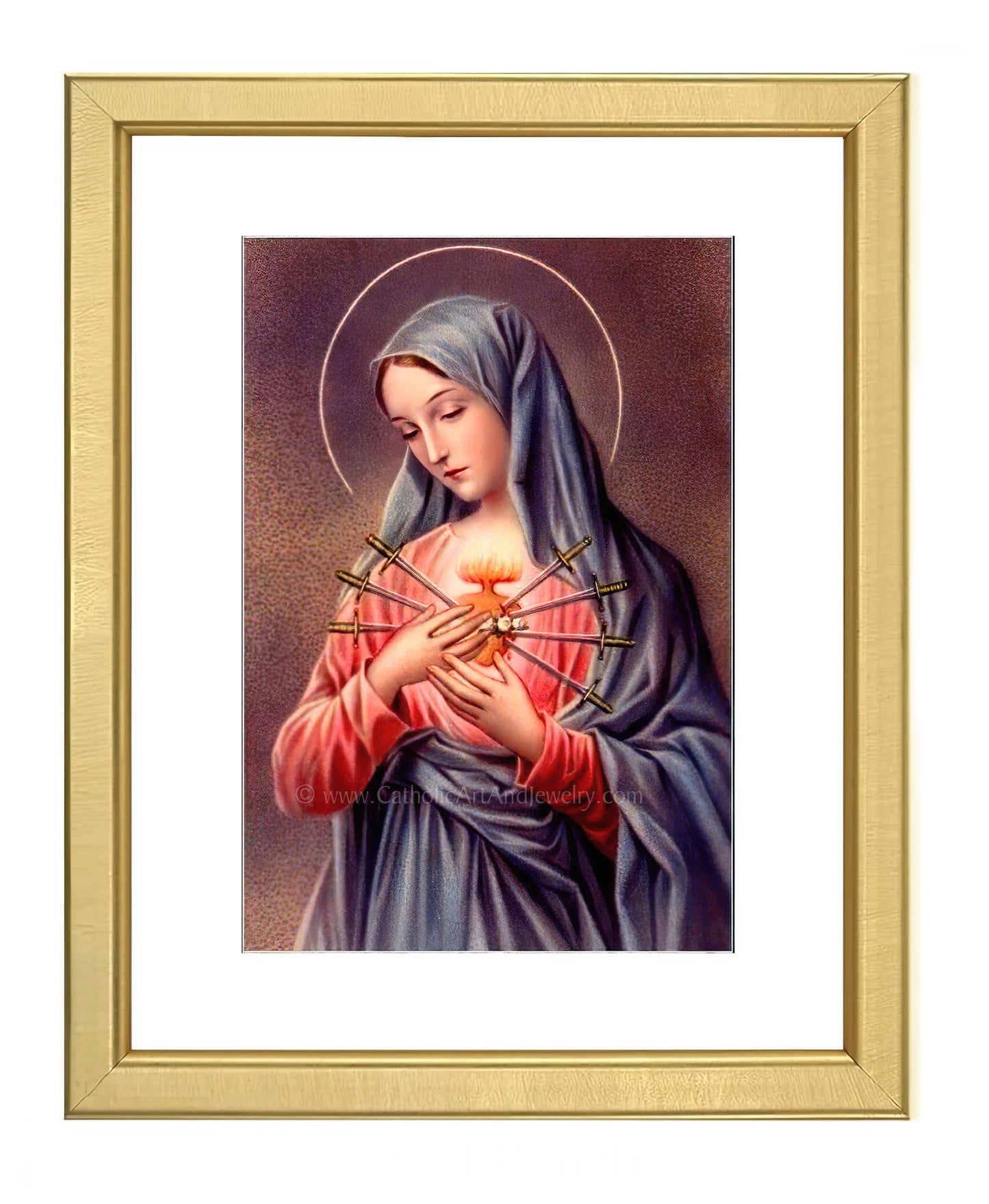 a painting of the virgin mary holding a flower