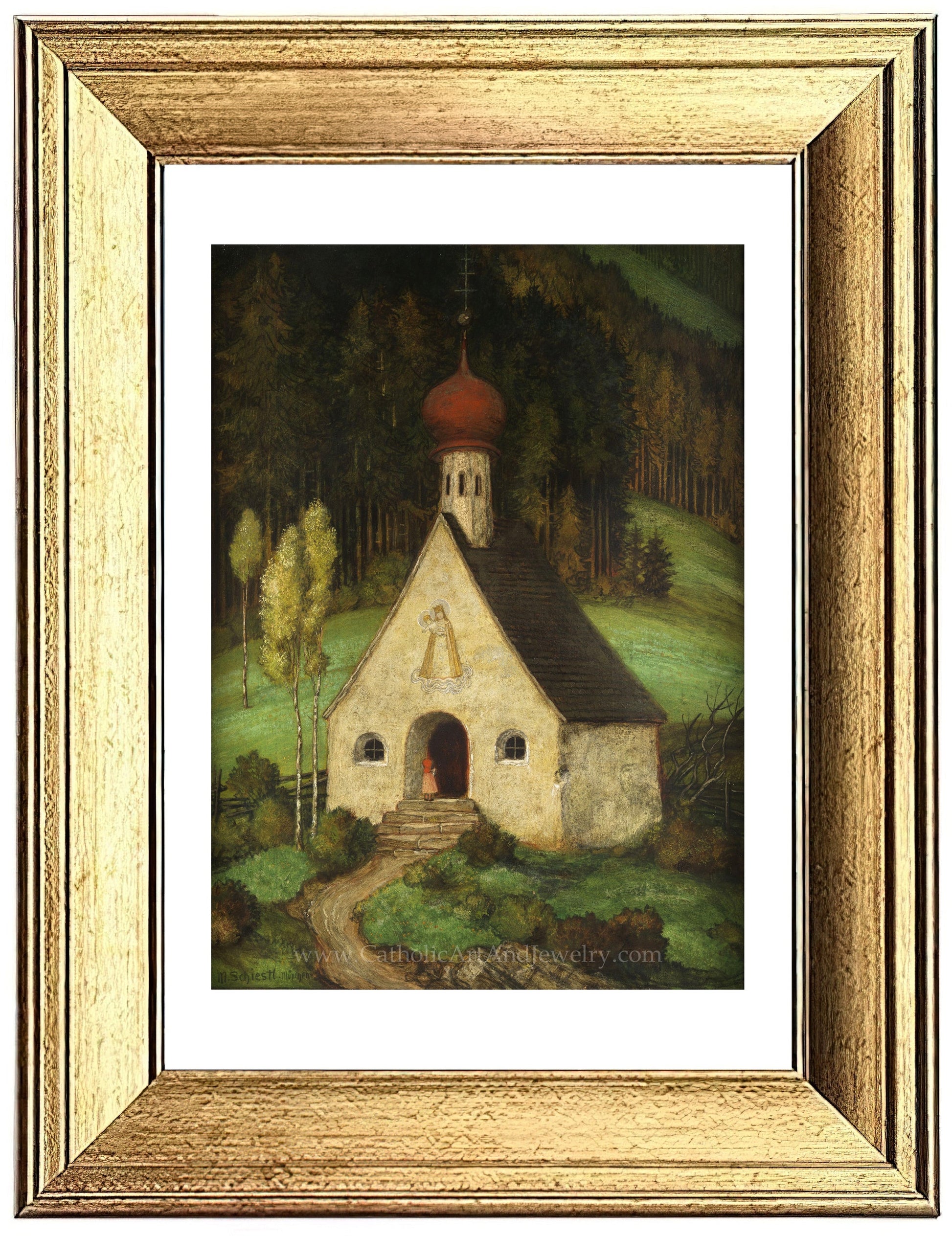 Child Entering the Chapel of Jesus and Mary – Matthäus Schiestl – Catholic Art Print – Archival Quality - Catholic Art and Jewelry