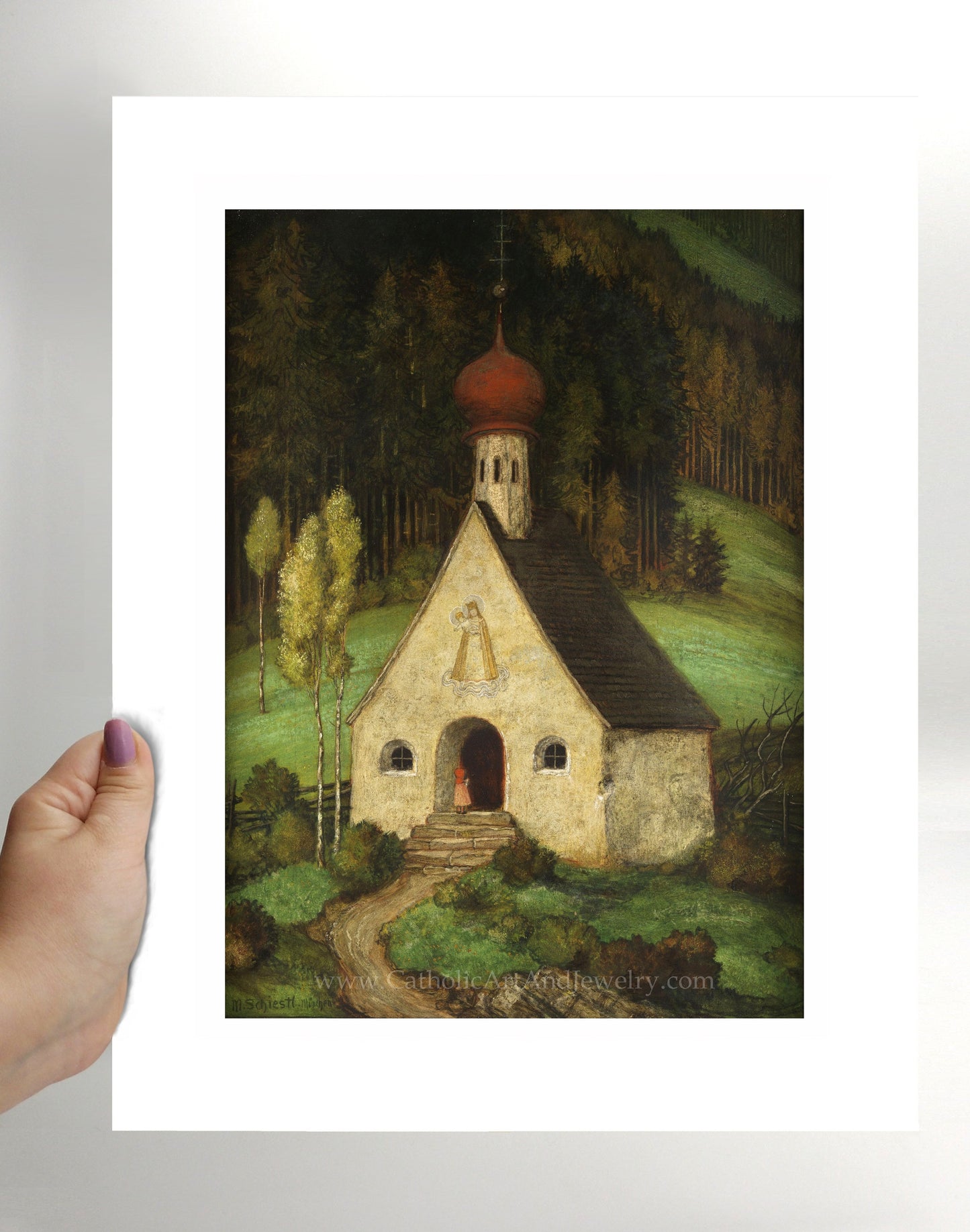 Child Entering the Chapel of Jesus and Mary – Matthäus Schiestl – Catholic Art Print – Archival Quality - Catholic Art and Jewelry