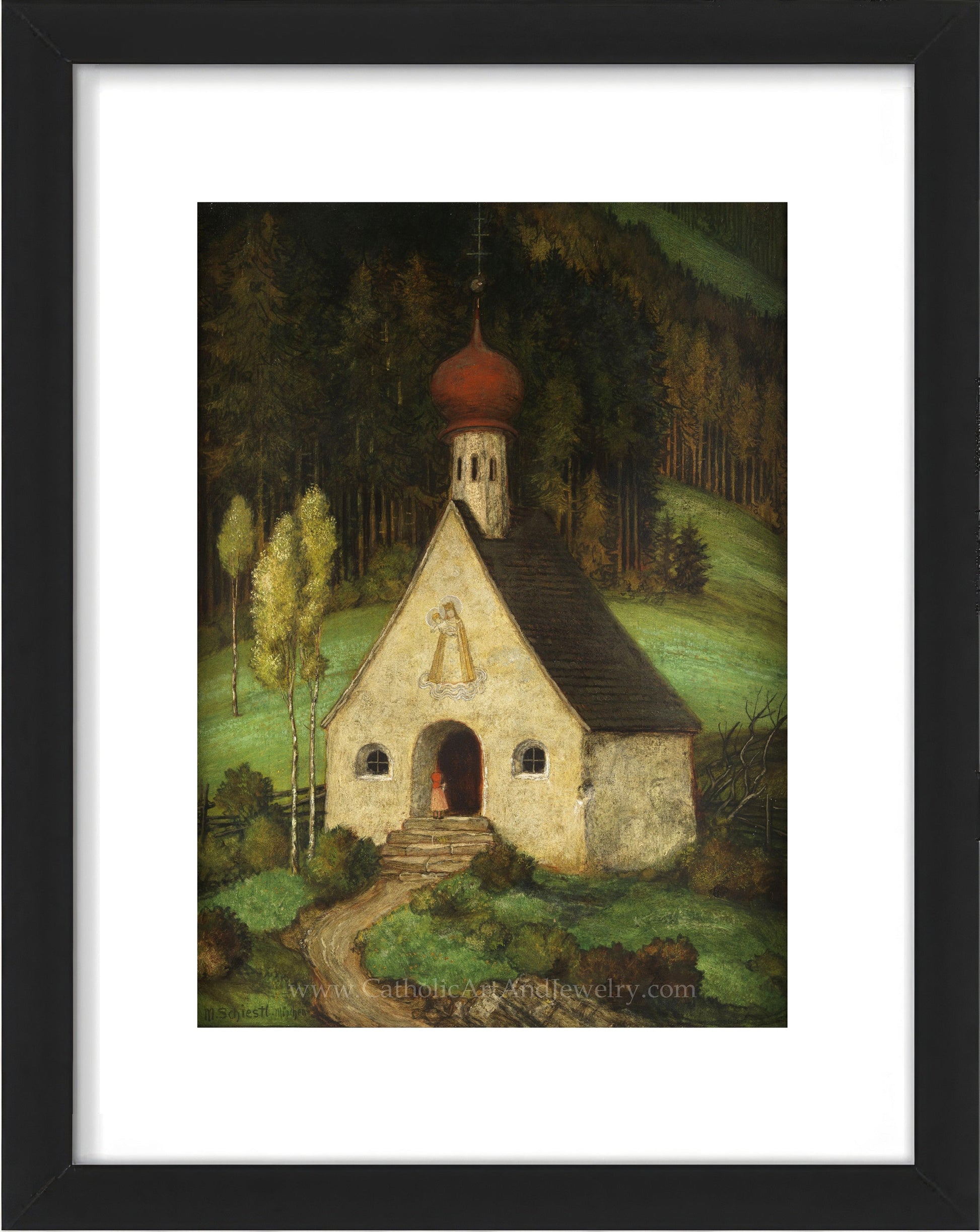 Child Entering the Chapel of Jesus and Mary – Matthäus Schiestl – Catholic Art Print – Archival Quality - Catholic Art and Jewelry