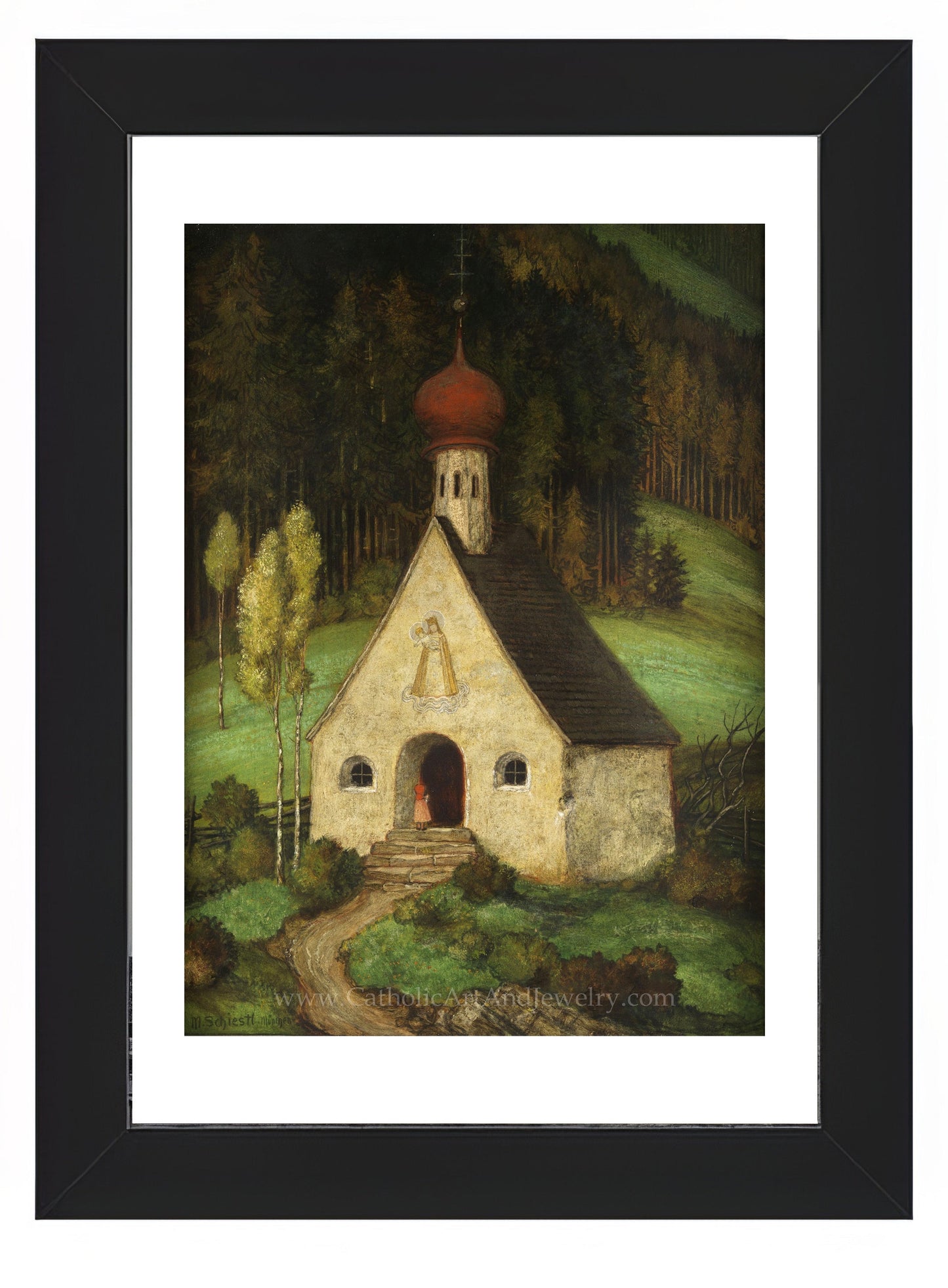 Child Entering the Chapel of Jesus and Mary – Matthäus Schiestl – Catholic Art Print – Archival Quality - Catholic Art and Jewelry