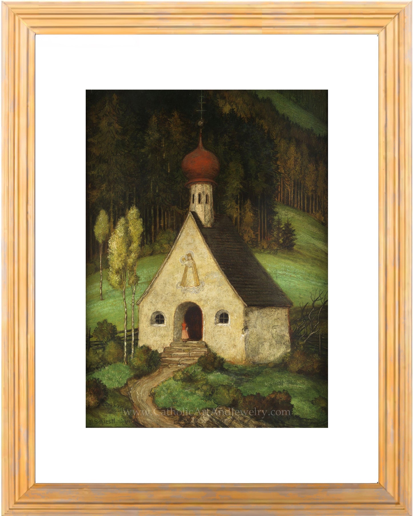 Child Entering the Chapel of Jesus and Mary – Matthäus Schiestl – Catholic Art Print – Archival Quality - Catholic Art and Jewelry