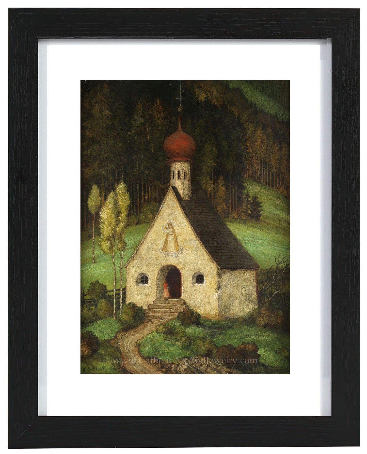 Child Entering the Chapel of Jesus and Mary – Matthäus Schiestl – Catholic Art Print – Archival Quality - Catholic Art and Jewelry