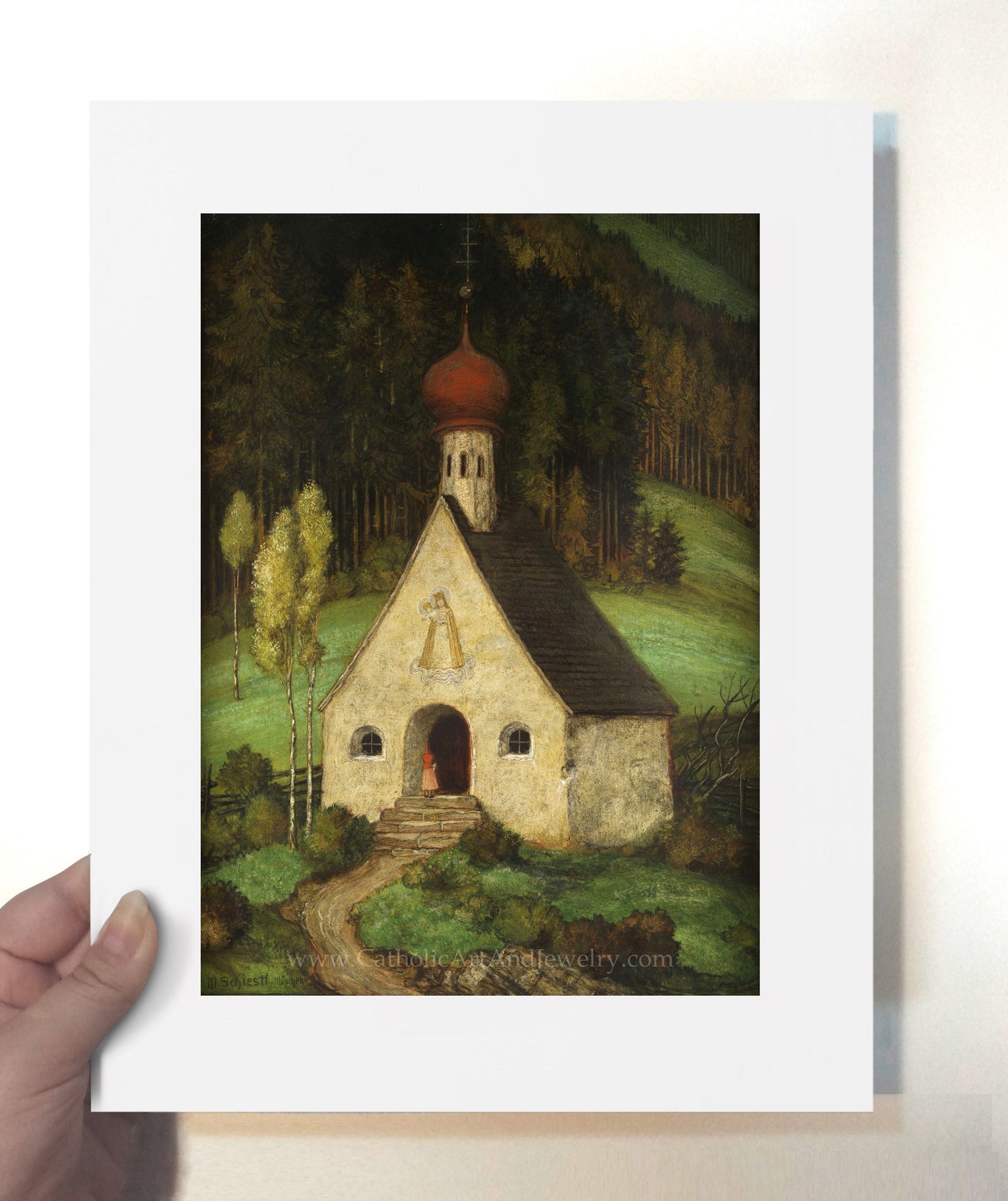 Child Entering the Chapel of Jesus and Mary – Matthäus Schiestl – Catholic Art Print – Archival Quality - Catholic Art and Jewelry