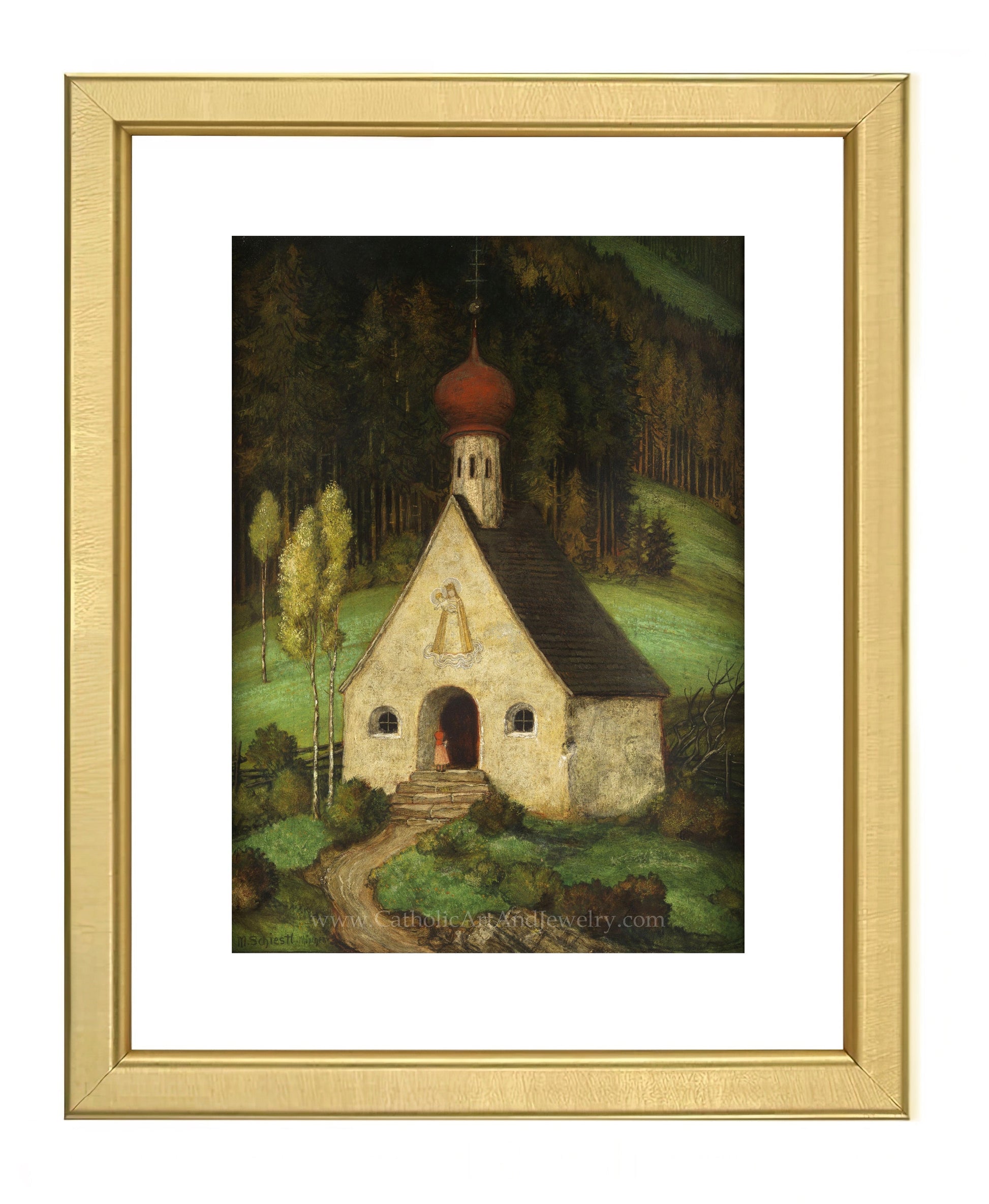 Child Entering the Chapel of Jesus and Mary – Matthäus Schiestl – Catholic Art Print – Archival Quality - Catholic Art and Jewelry