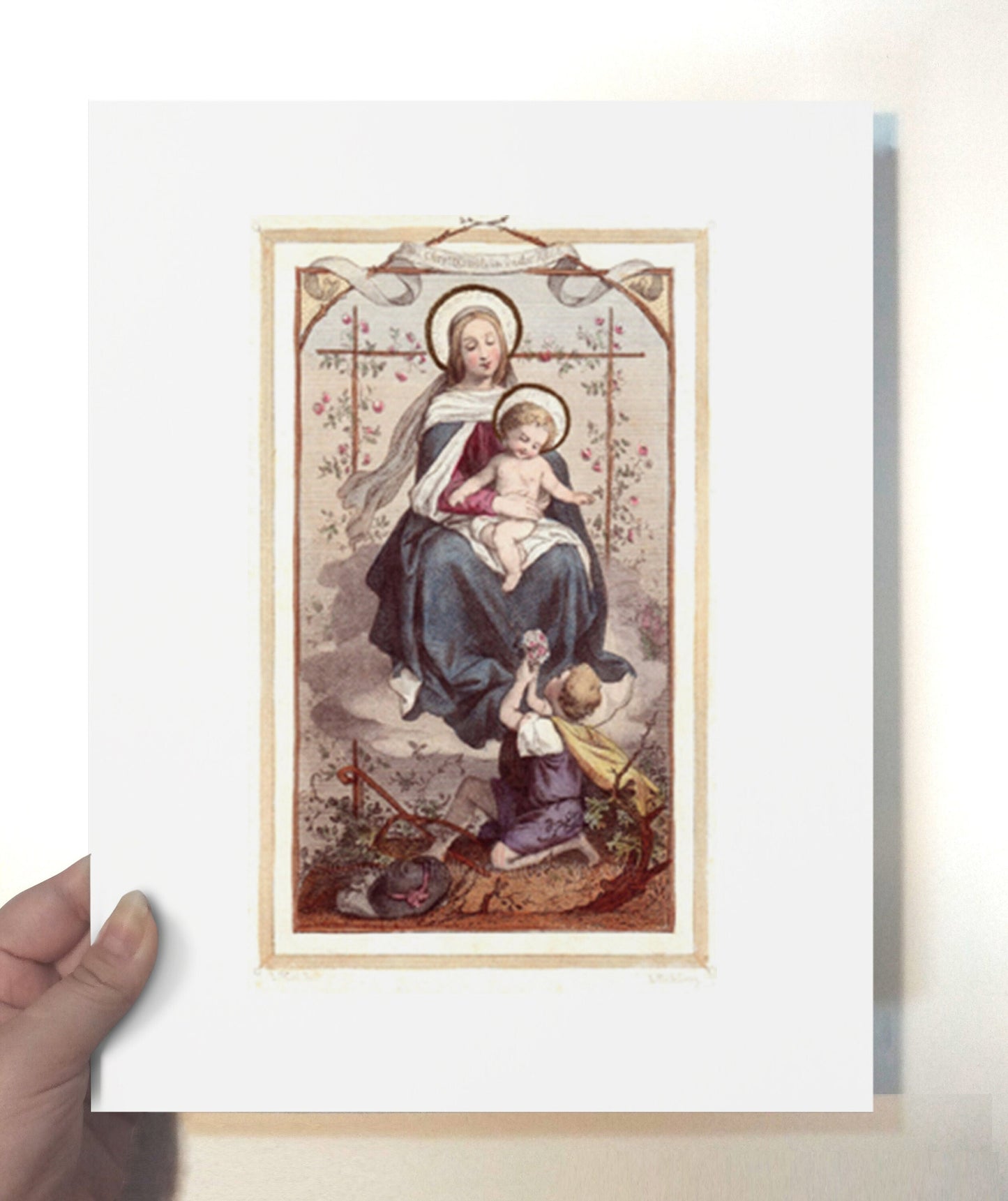 Christ Child in the Rose Bower – 3 sizes – Based on Vintage Holy Card – Catholic Gift – Confirmation Gift - Catholic Art and Jewelry